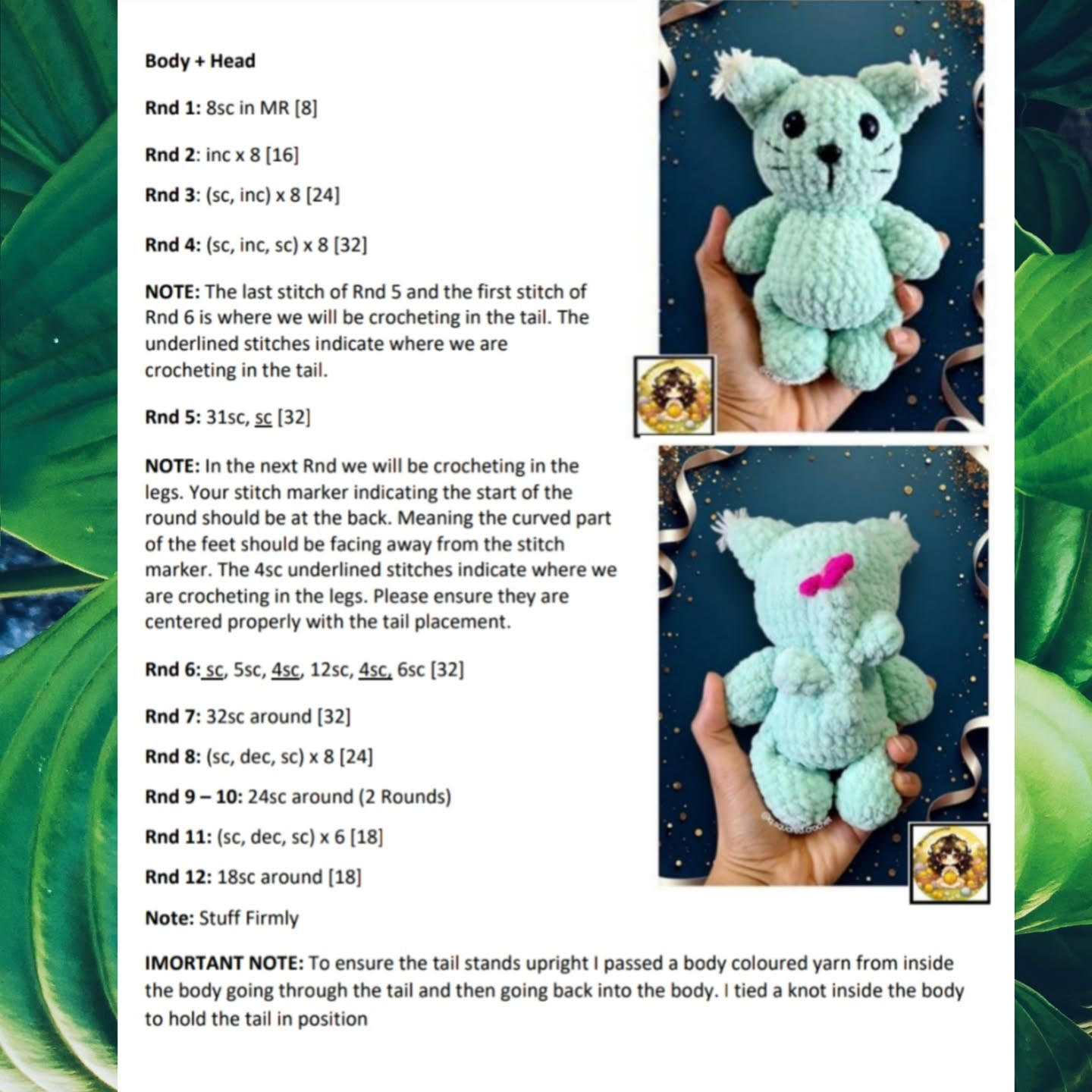 low sew atticus the caticus crochet pattern