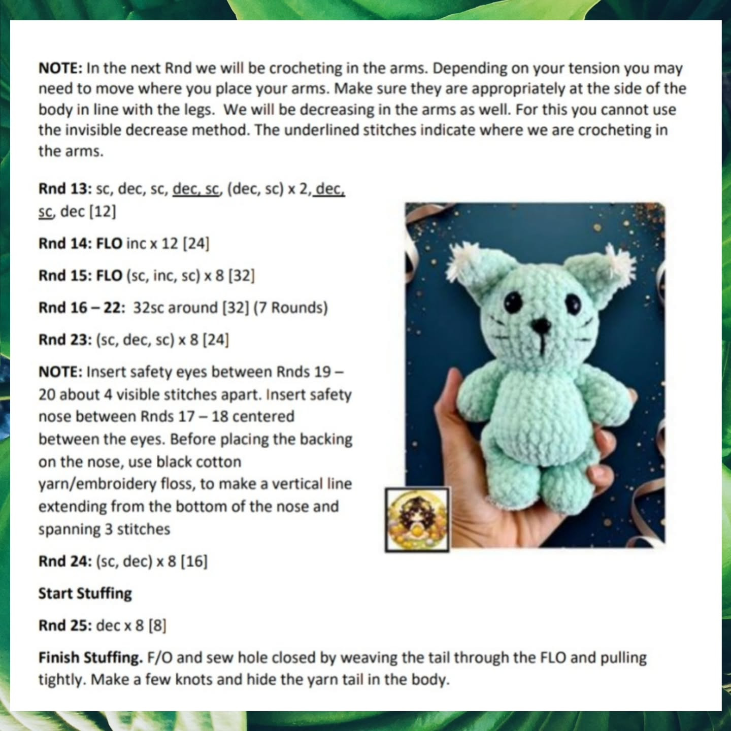 low sew atticus the caticus crochet pattern