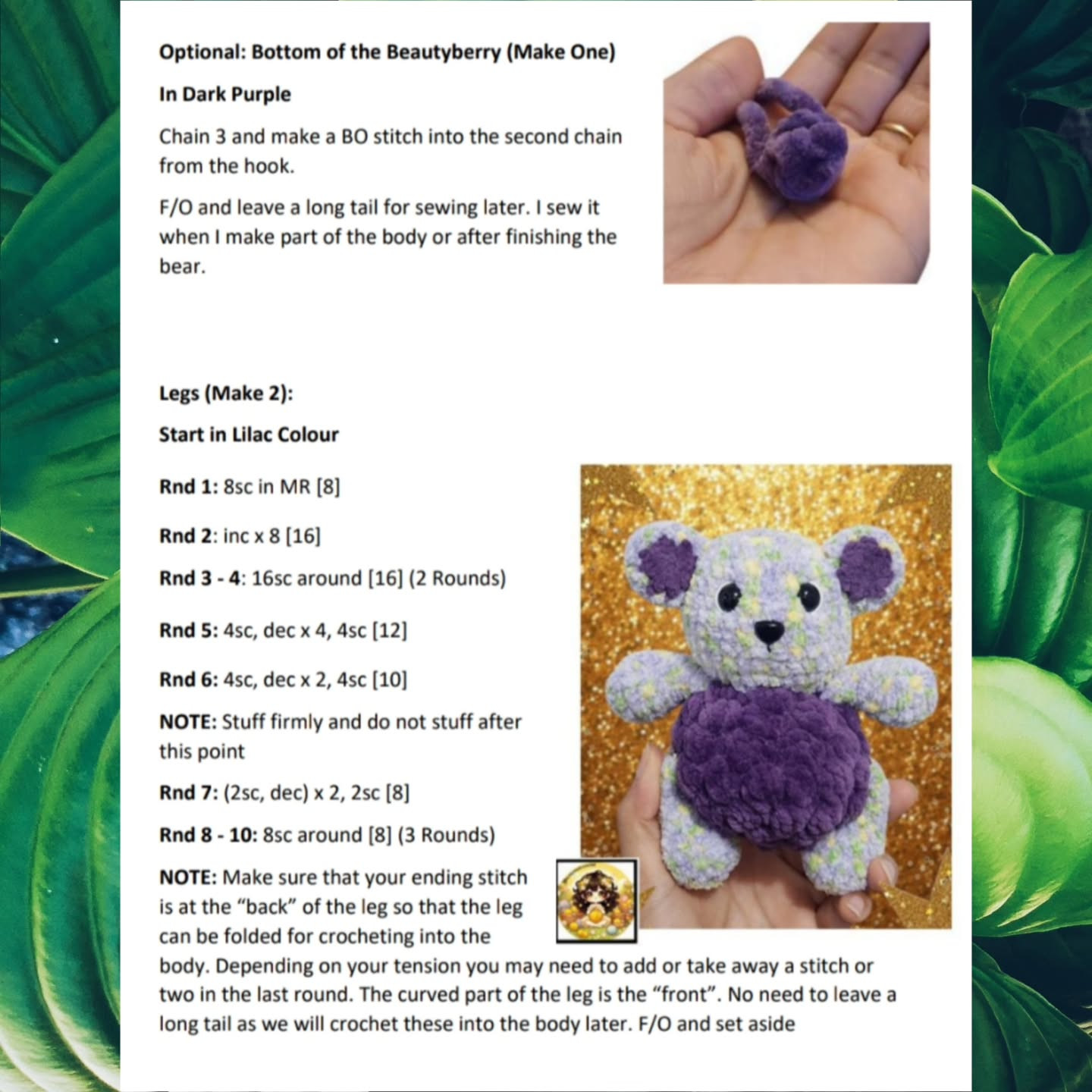 low sew bella the beautyberry bear crochet pattern