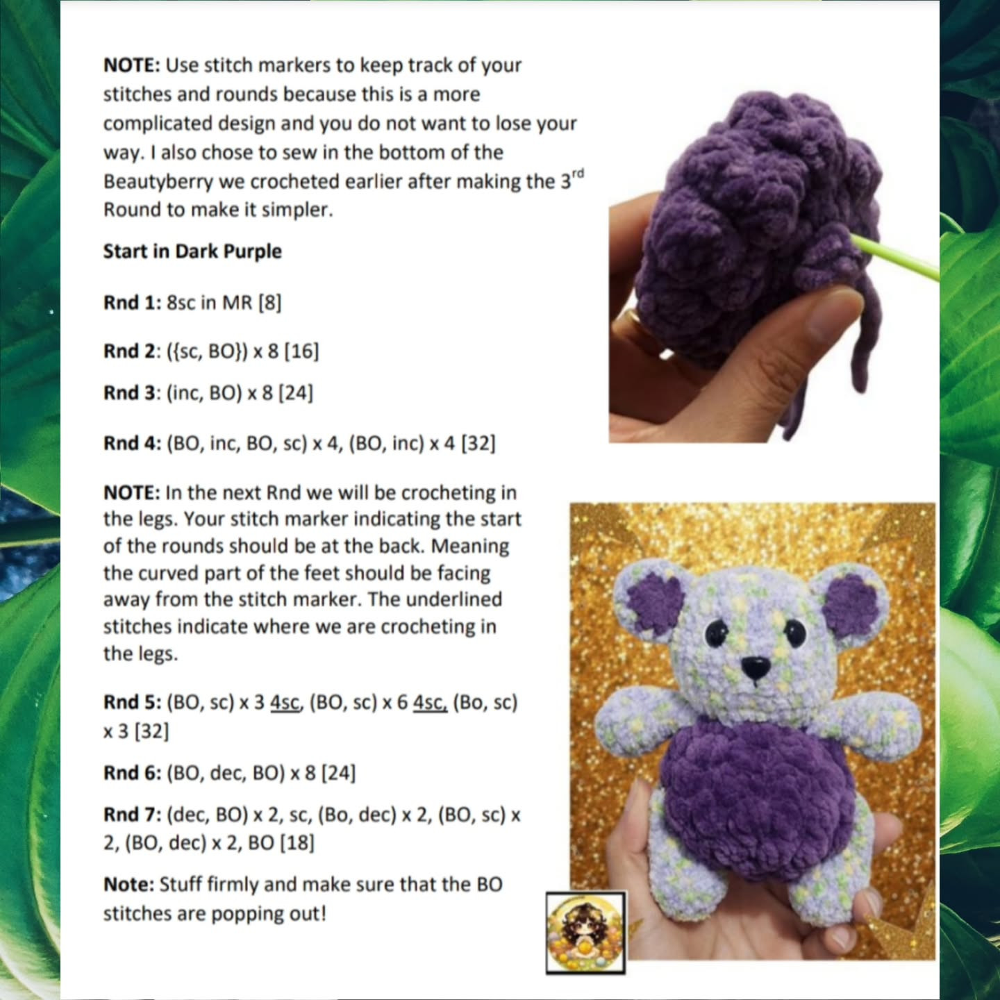 low sew bella the beautyberry bear crochet pattern