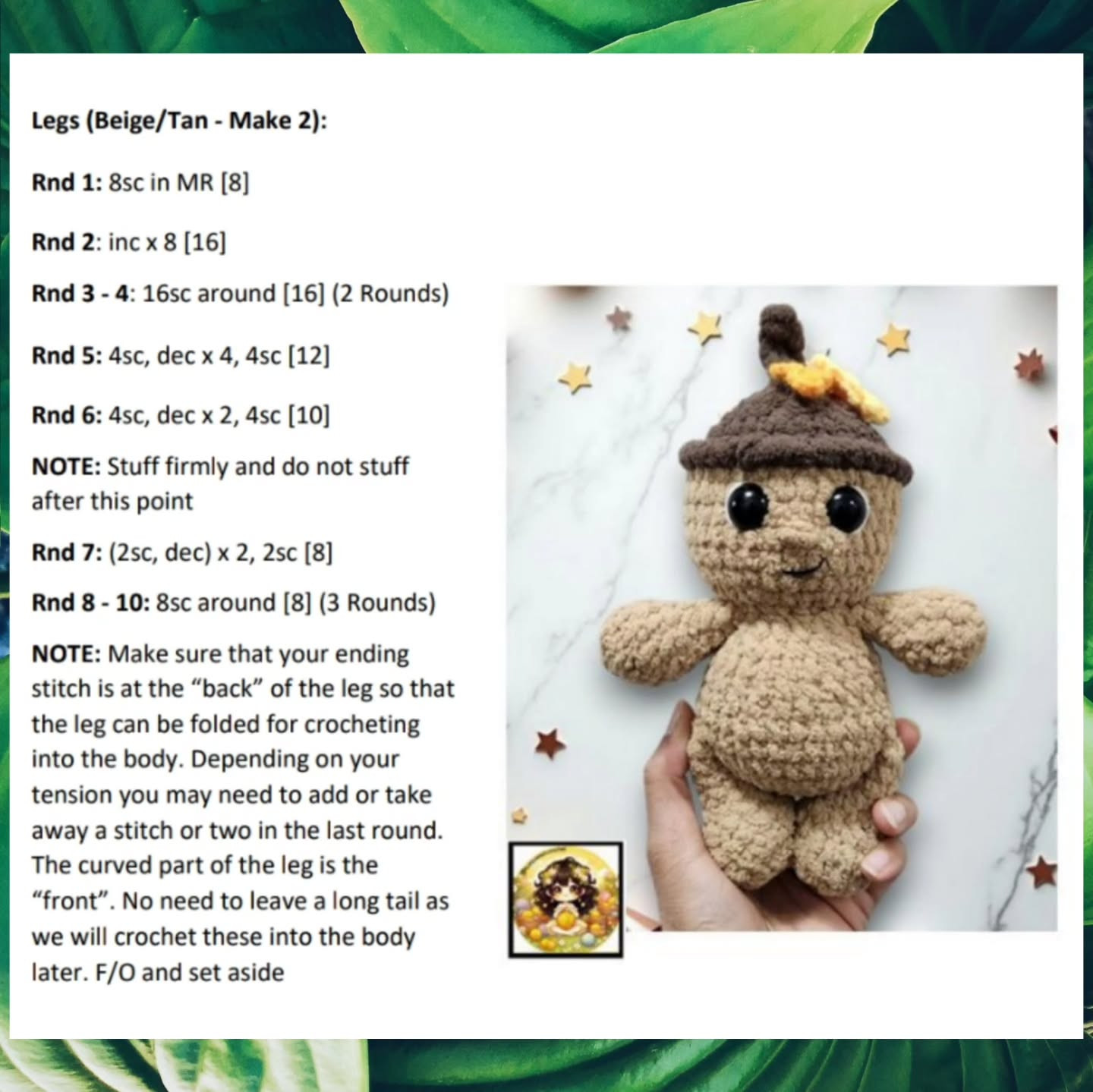 no sew aaron the acorn crochet pattern