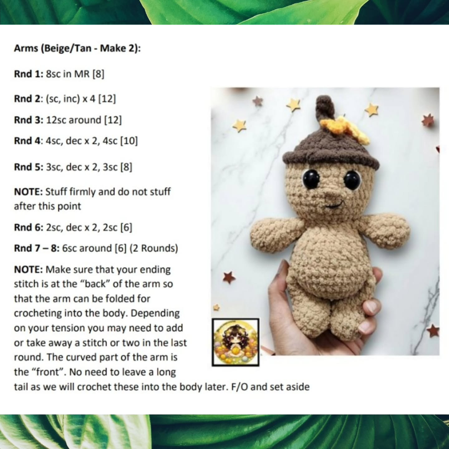 no sew aaron the acorn crochet pattern