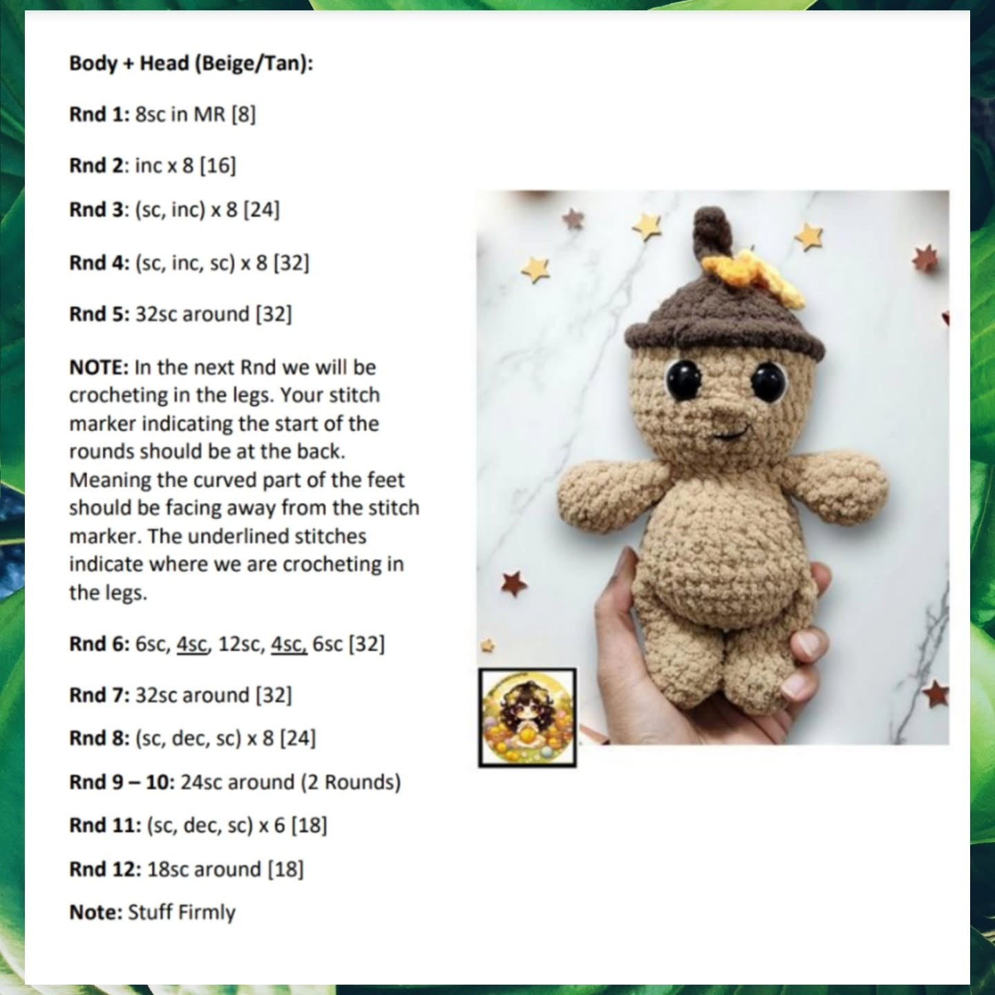 no sew aaron the acorn crochet pattern