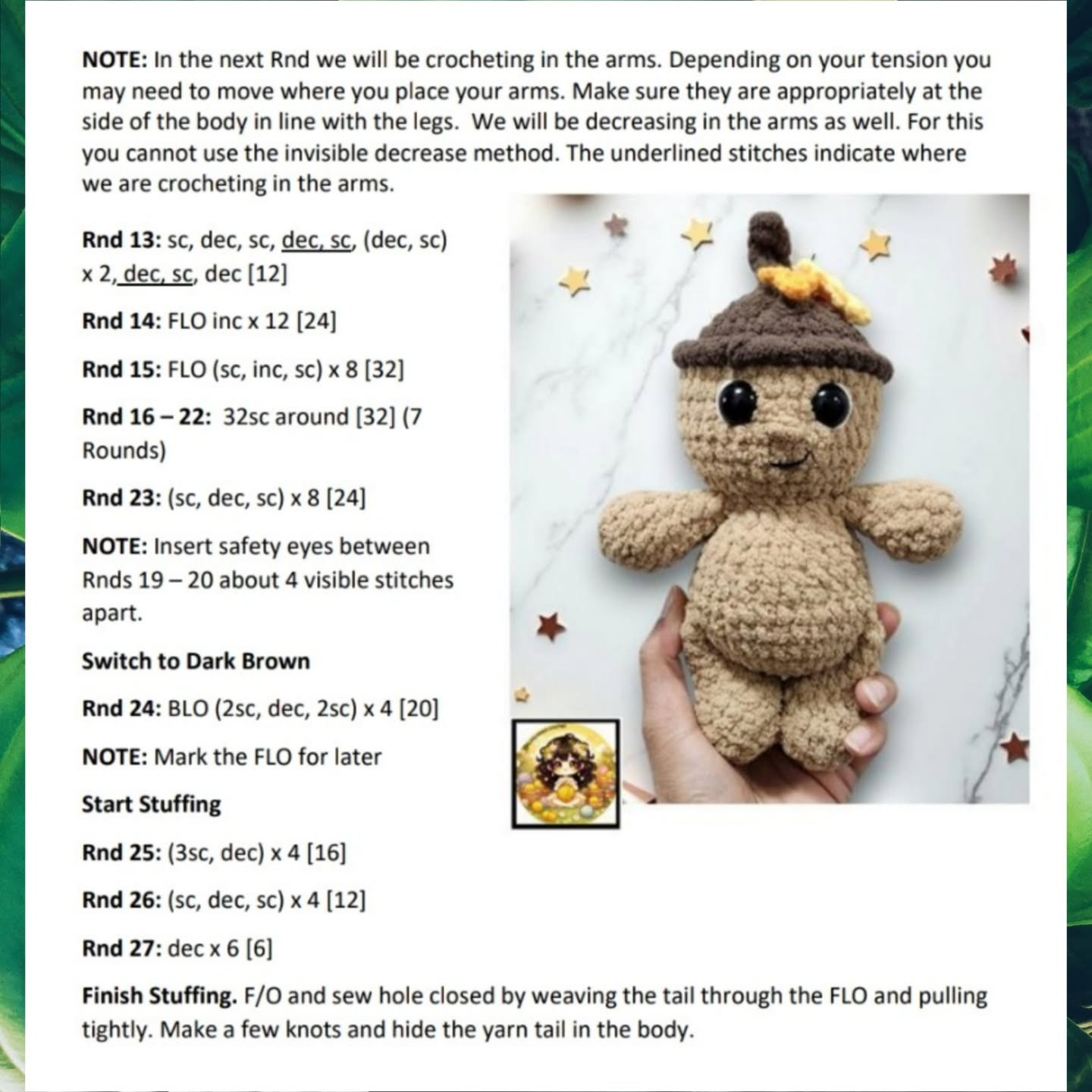 no sew aaron the acorn crochet pattern