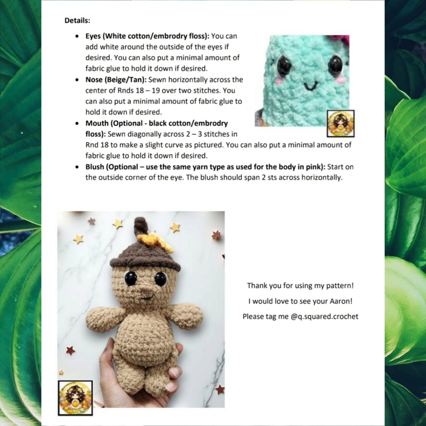 no sew aaron the acorn crochet pattern