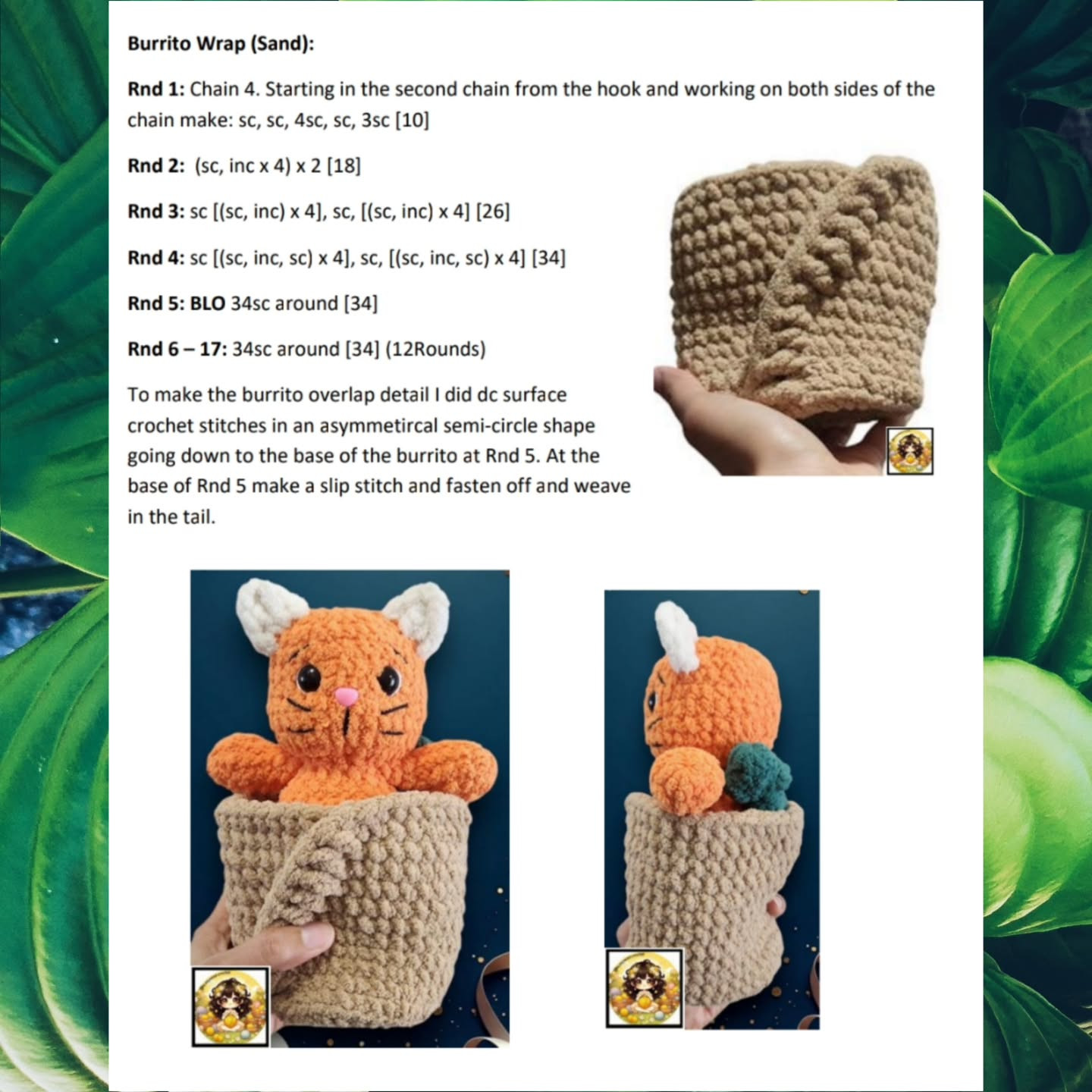 no sew pauline the purrito crochet pattern