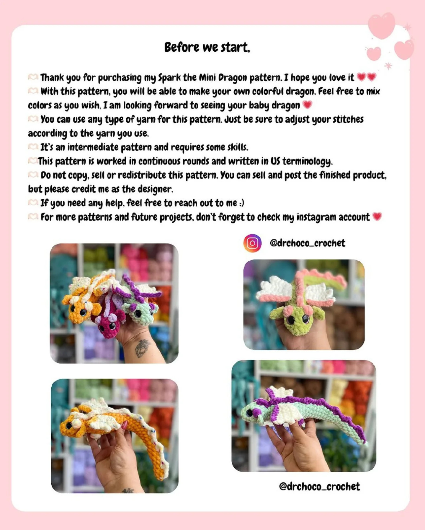 Spark the mini Dragon 🐉 Free pattern