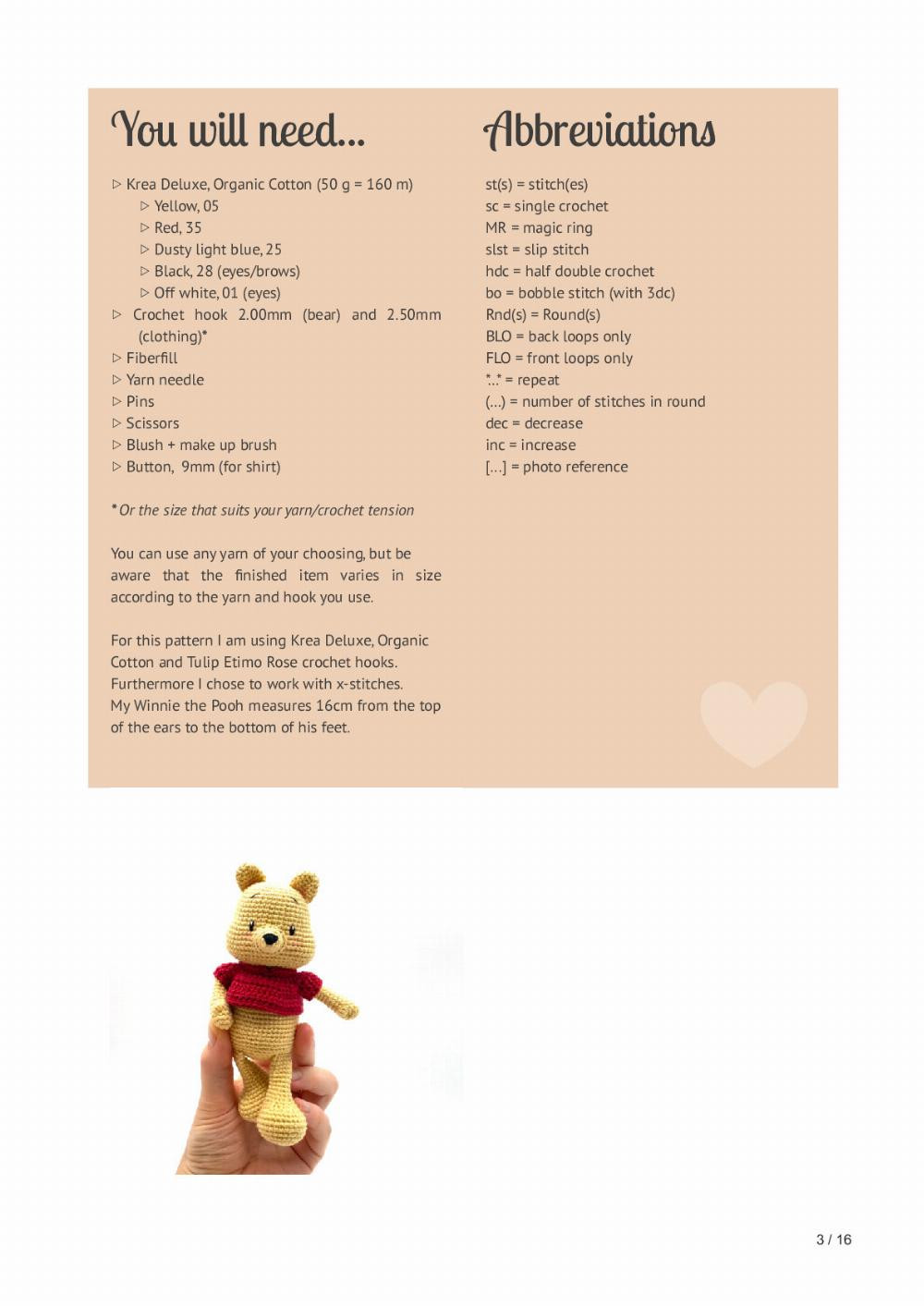 winnie the pooh crochet pattern yellow