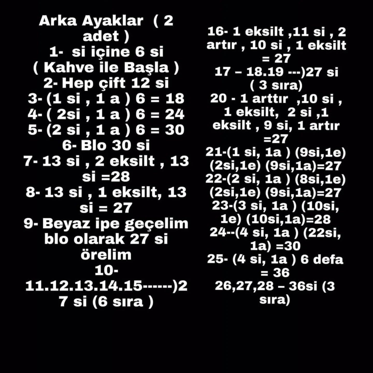 38 Cm Boyunda Örgü Buzağı Tarifi