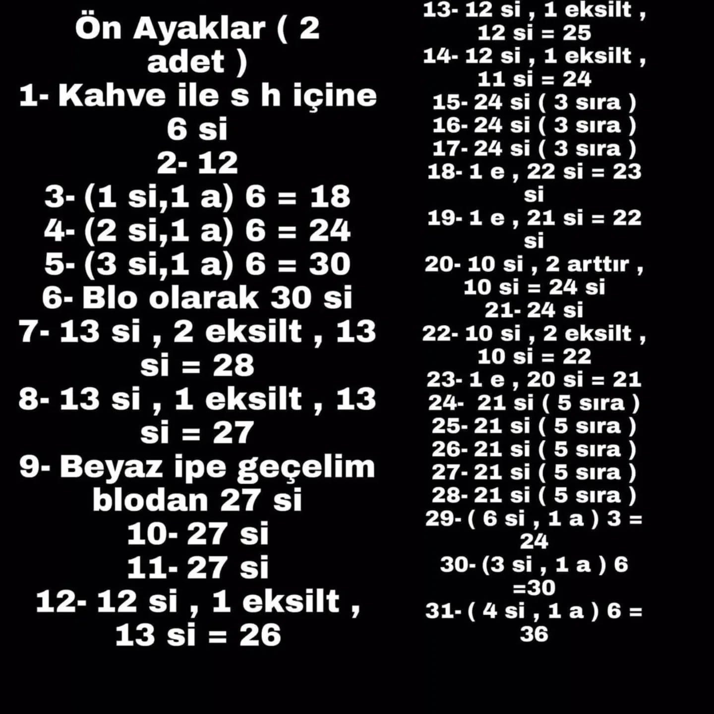 38 Cm Boyunda Örgü Buzağı Tarifi