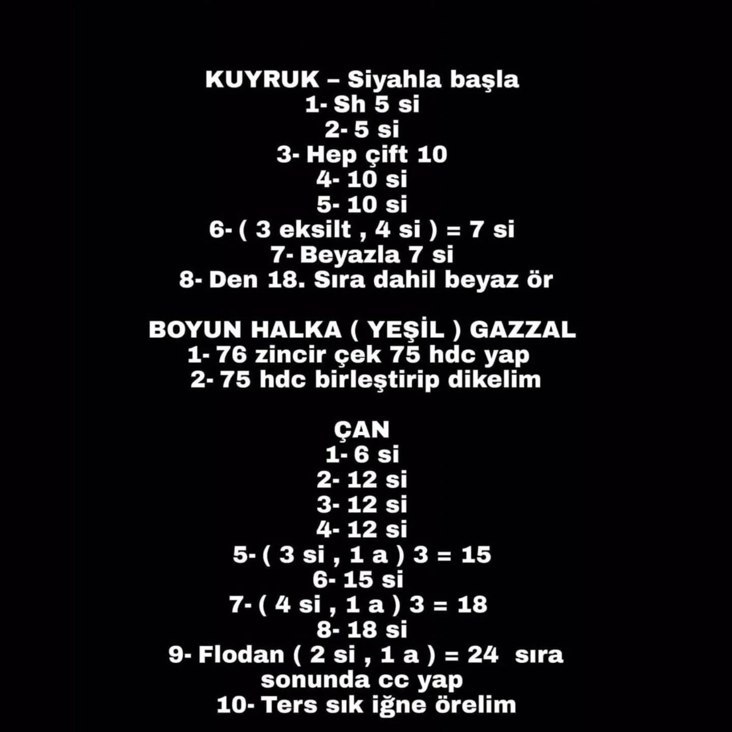 38 Cm Boyunda Örgü Buzağı Tarifi