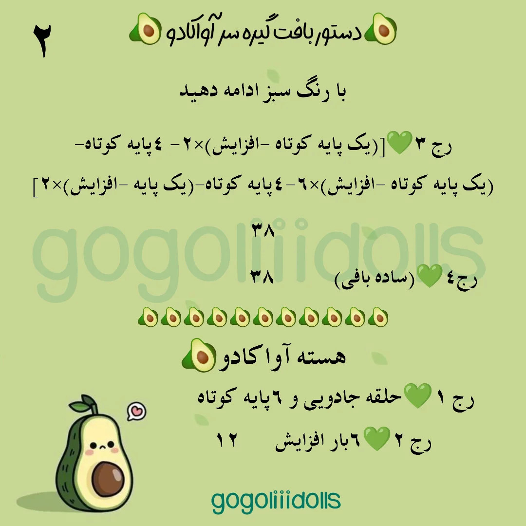 آموزش بافتنی، آواکادوهای بامزه