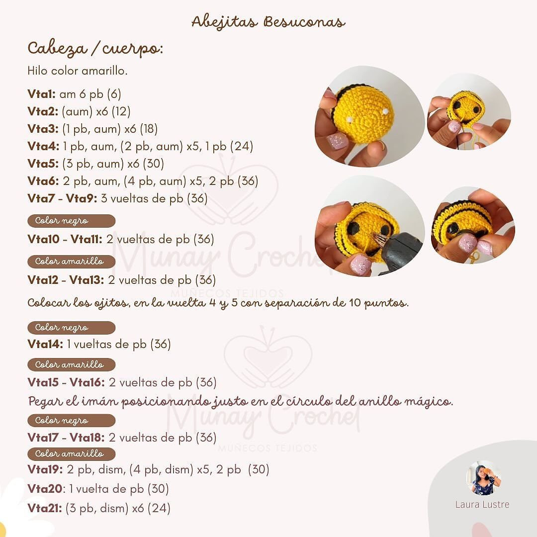 Abejitas besuconas: Patrón de amigurumi gratis