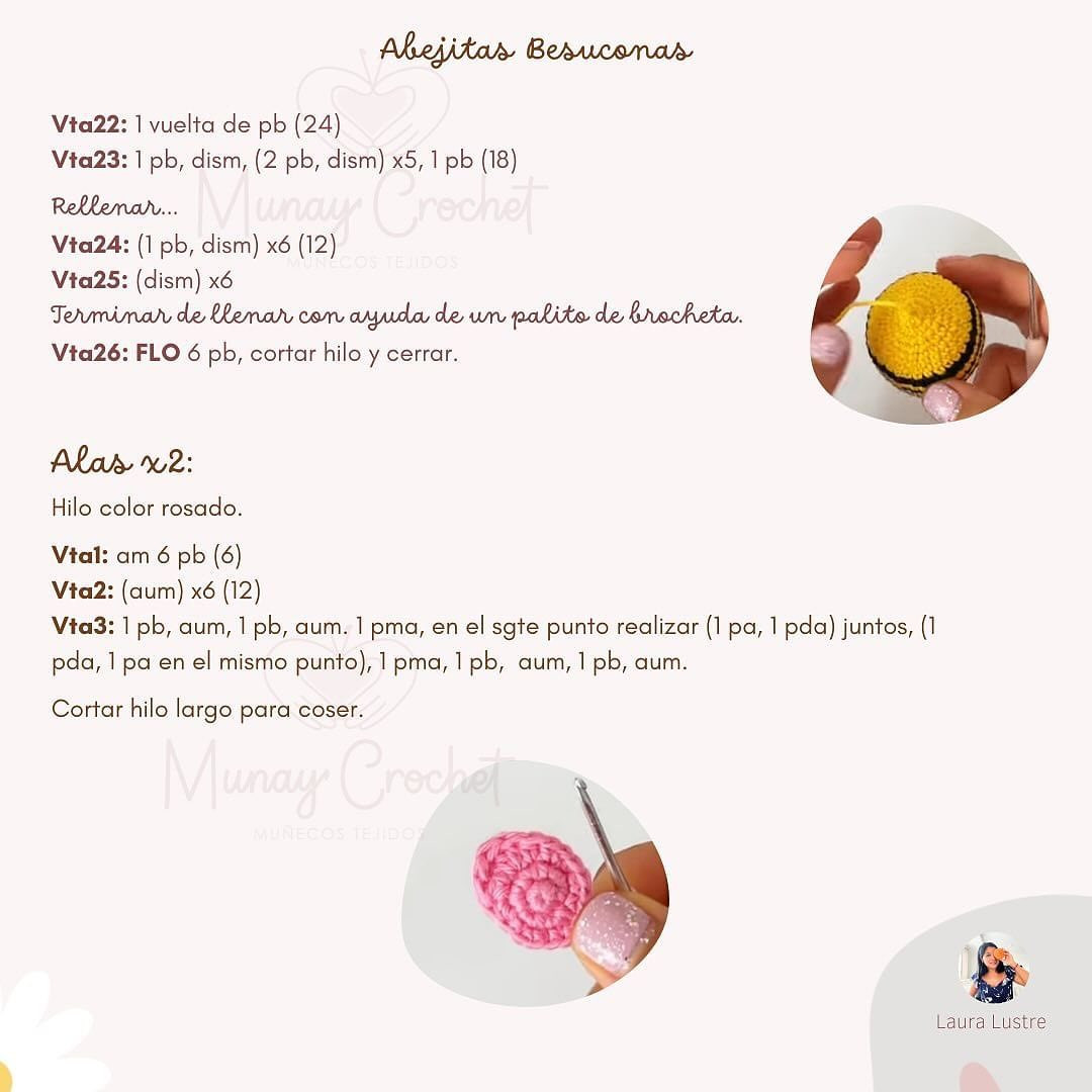 Abejitas besuconas: Patrón de amigurumi gratis