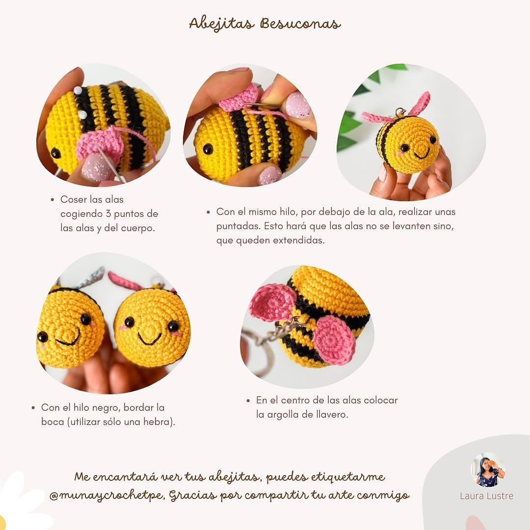 Abejitas besuconas: Patrón de amigurumi gratis