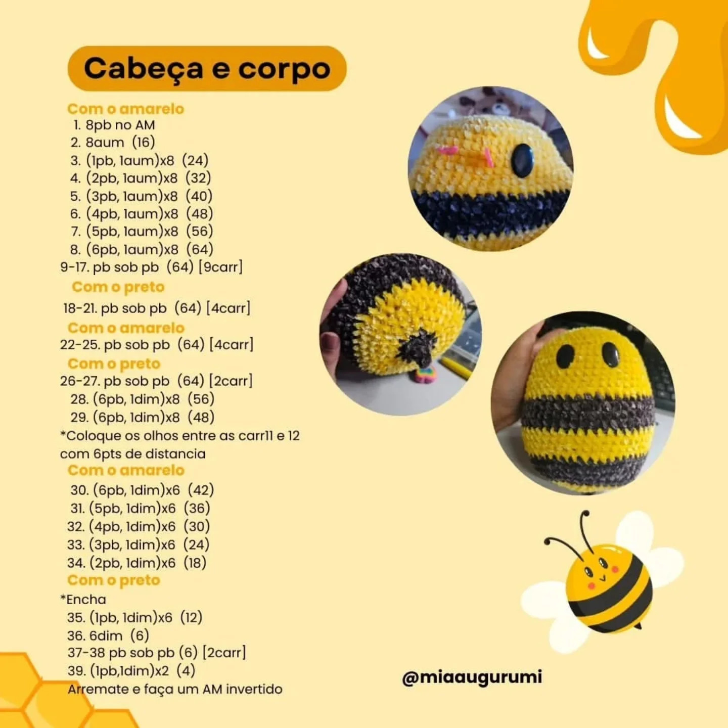 Abelha em crochê: Gráfico gratuito