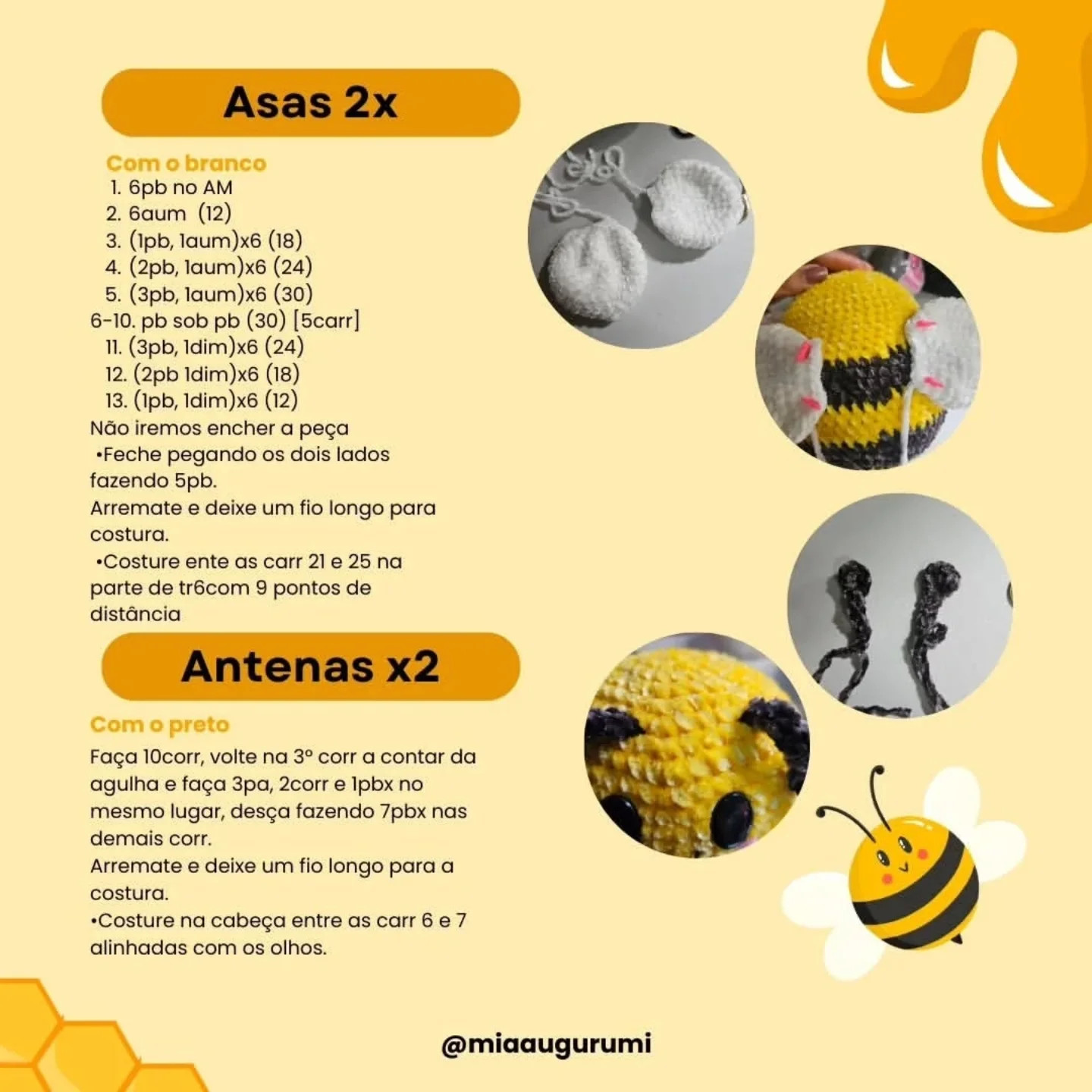 Abelha em crochê: Gráfico gratuito