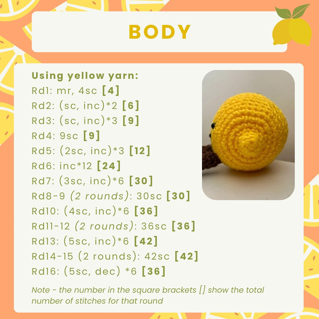 Adorably Crochet Jellycat Lemon Pattern
