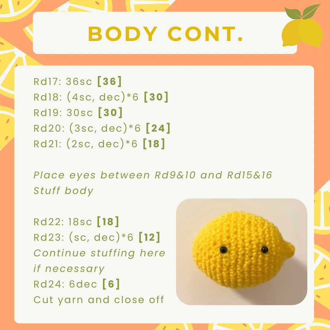 Adorably Crochet Jellycat Lemon Pattern