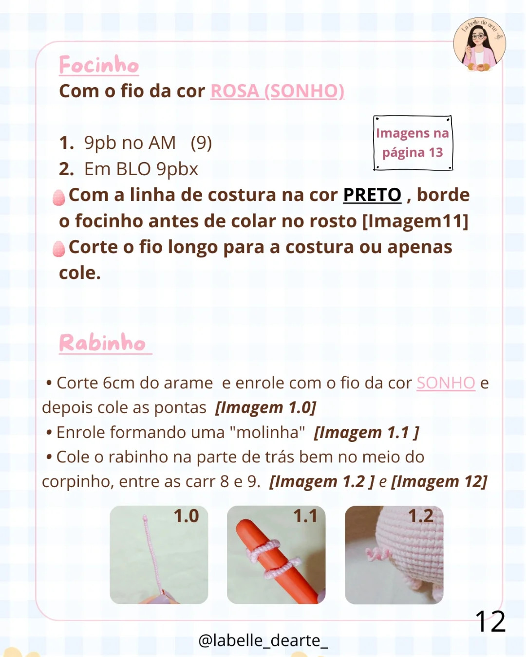 Algodão Doce: Gráfico de Crochê do Porquinho com Orelhas de Coelho