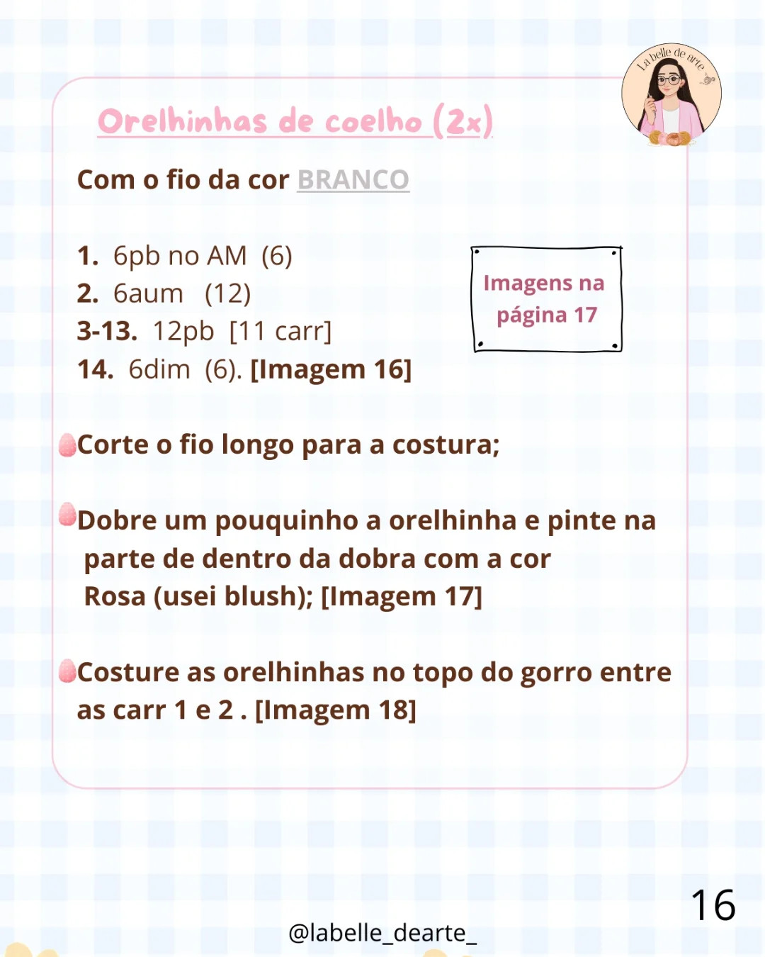 Algodão Doce: Gráfico de Crochê do Porquinho com Orelhas de Coelho