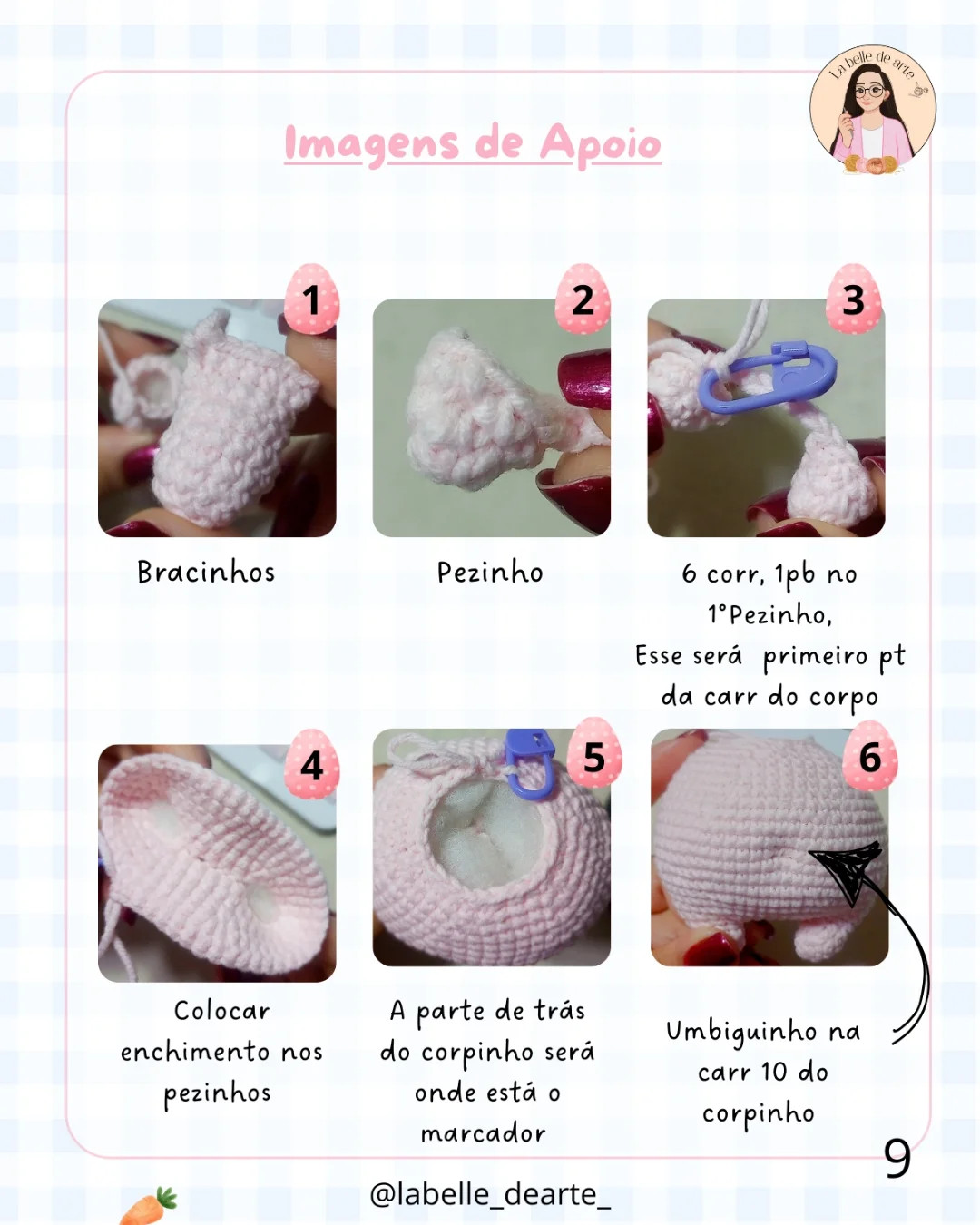 Algodão Doce: Gráfico de Crochê do Porquinho com Orelhas de Coelho