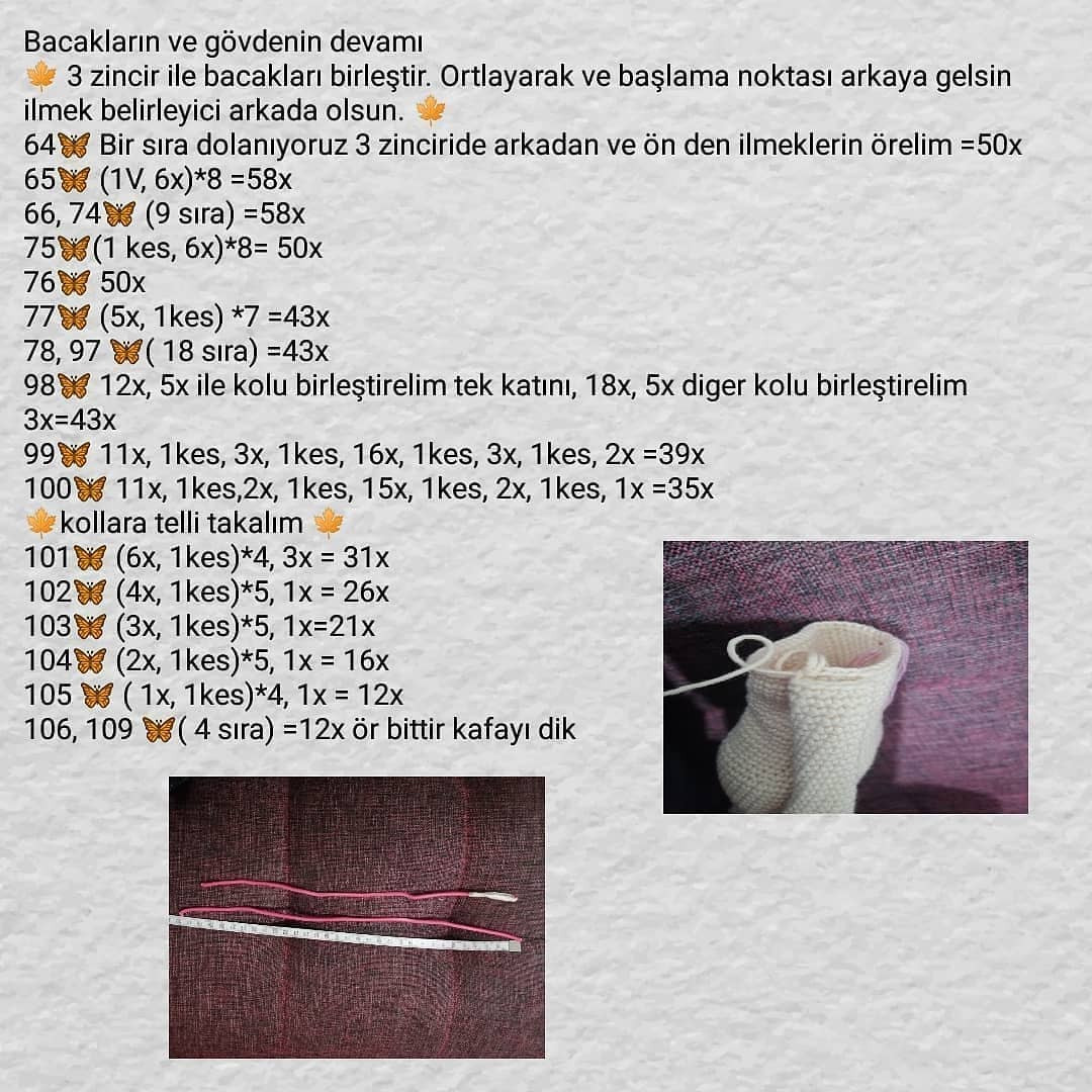 Amigurumi Bebek Şeması: Kol, Bacak, Baş