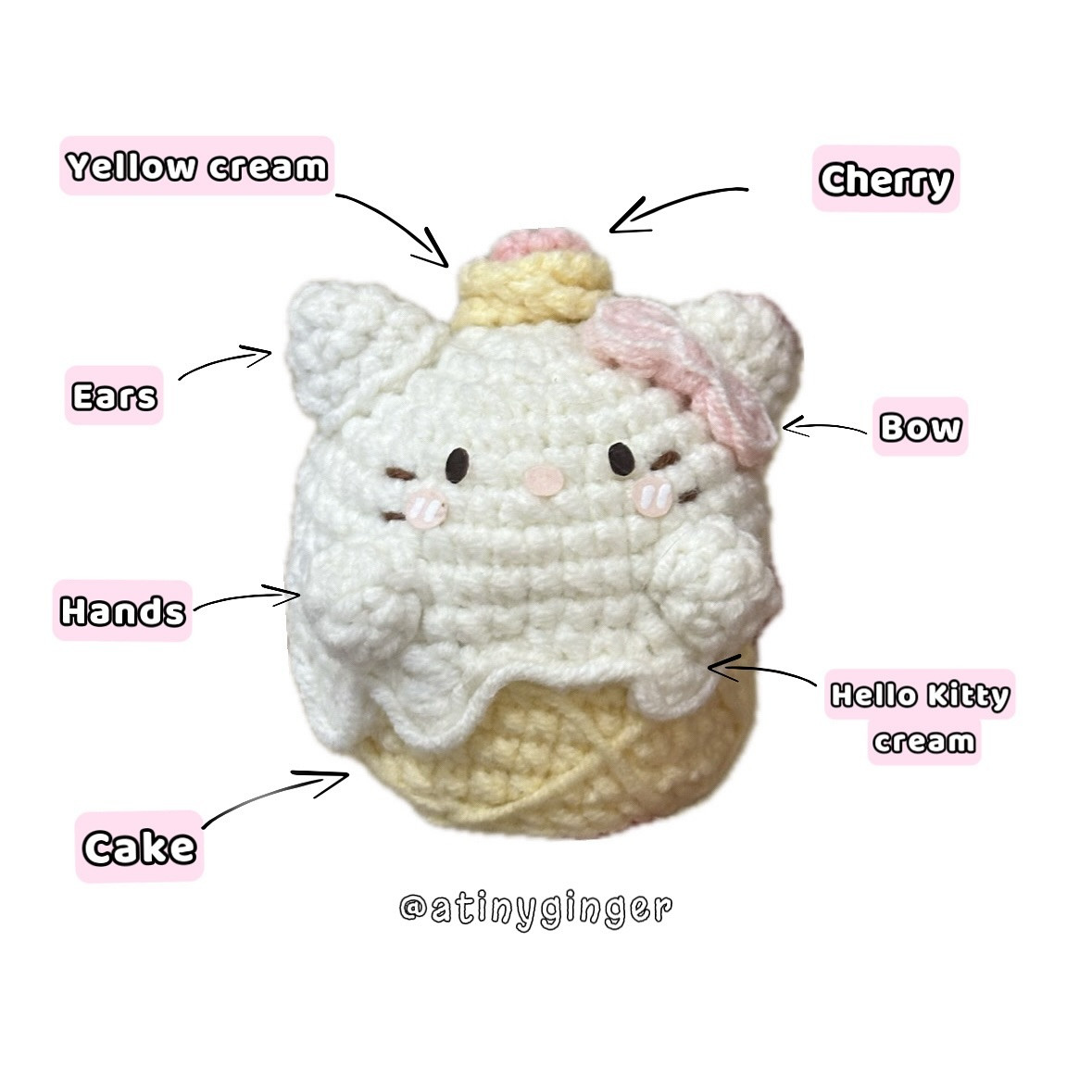 Amigurumi Cat Ice Cream Cone Crochet Pattern