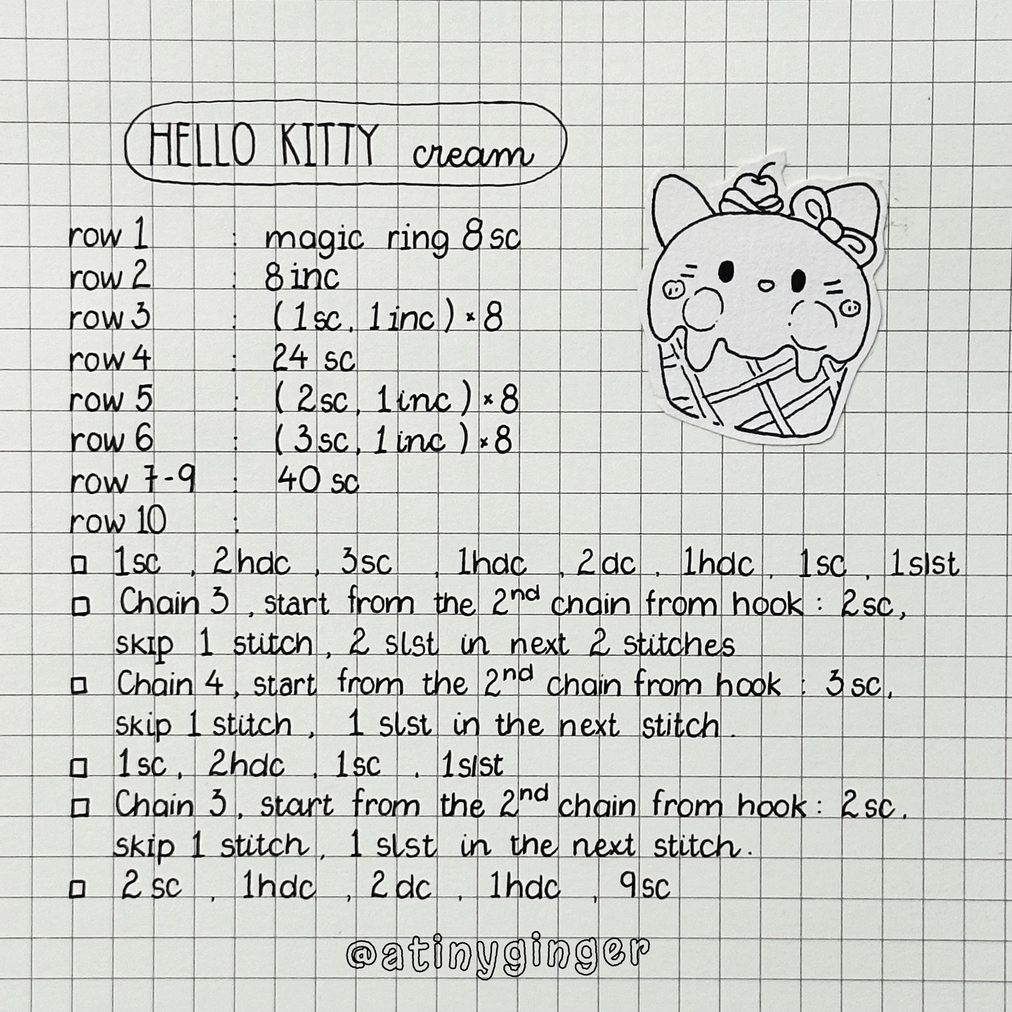 Amigurumi Cat Ice Cream Cone Crochet Pattern