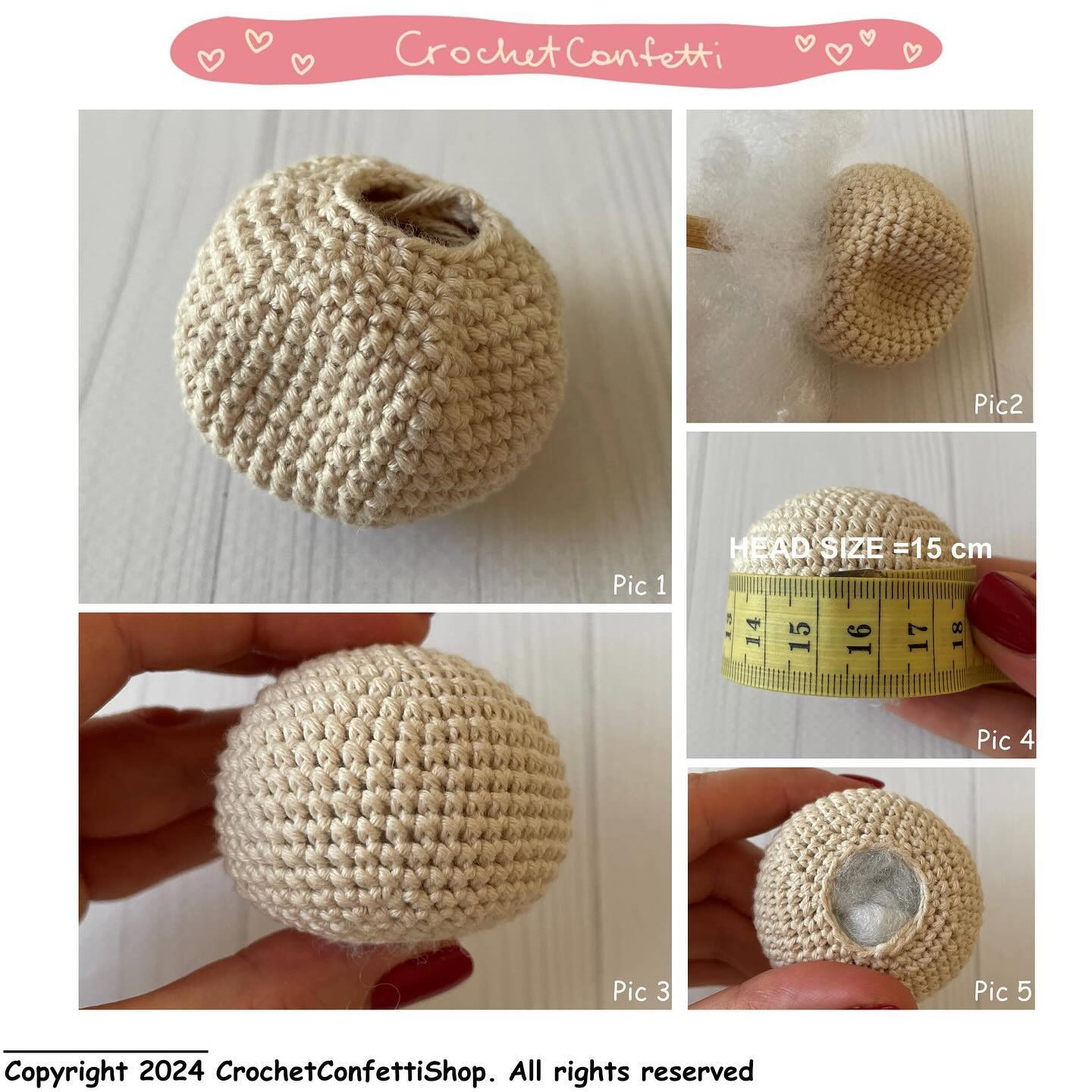 Amigurumi Crochet Pattern: Valentine's Angel Hair, Face, Wings & Decor