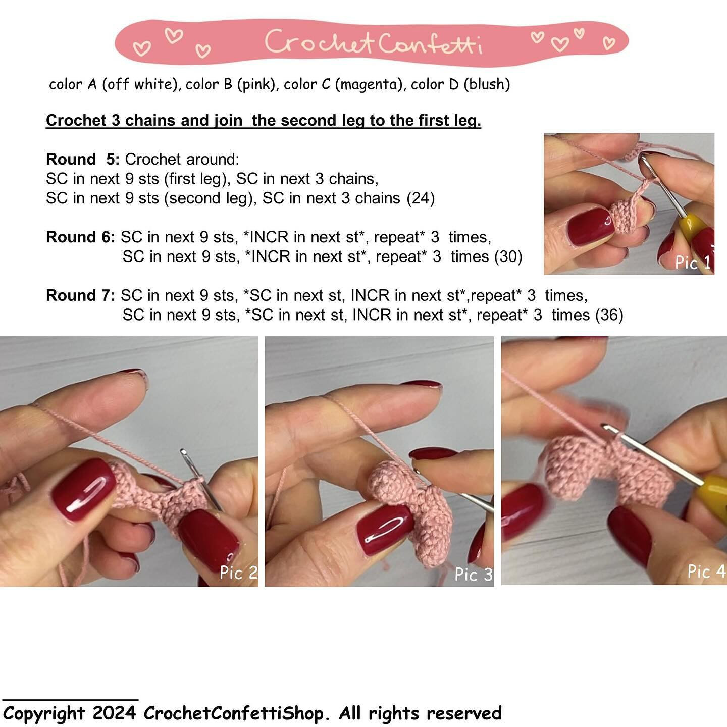 Amigurumi Crochet Pattern: Valentine's Angel Hair, Face, Wings & Decor
