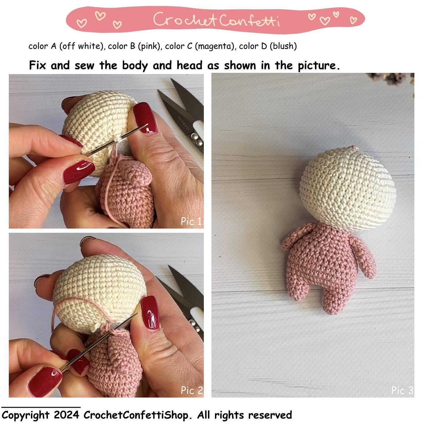Amigurumi Crochet Pattern: Valentine's Angel Hair, Face, Wings & Decor
