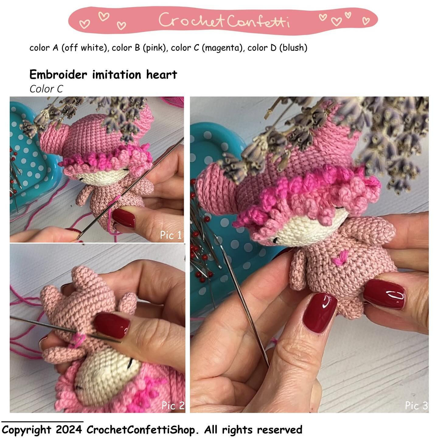 Amigurumi Crochet Pattern: Valentine's Angel Hair, Face, Wings & Decor