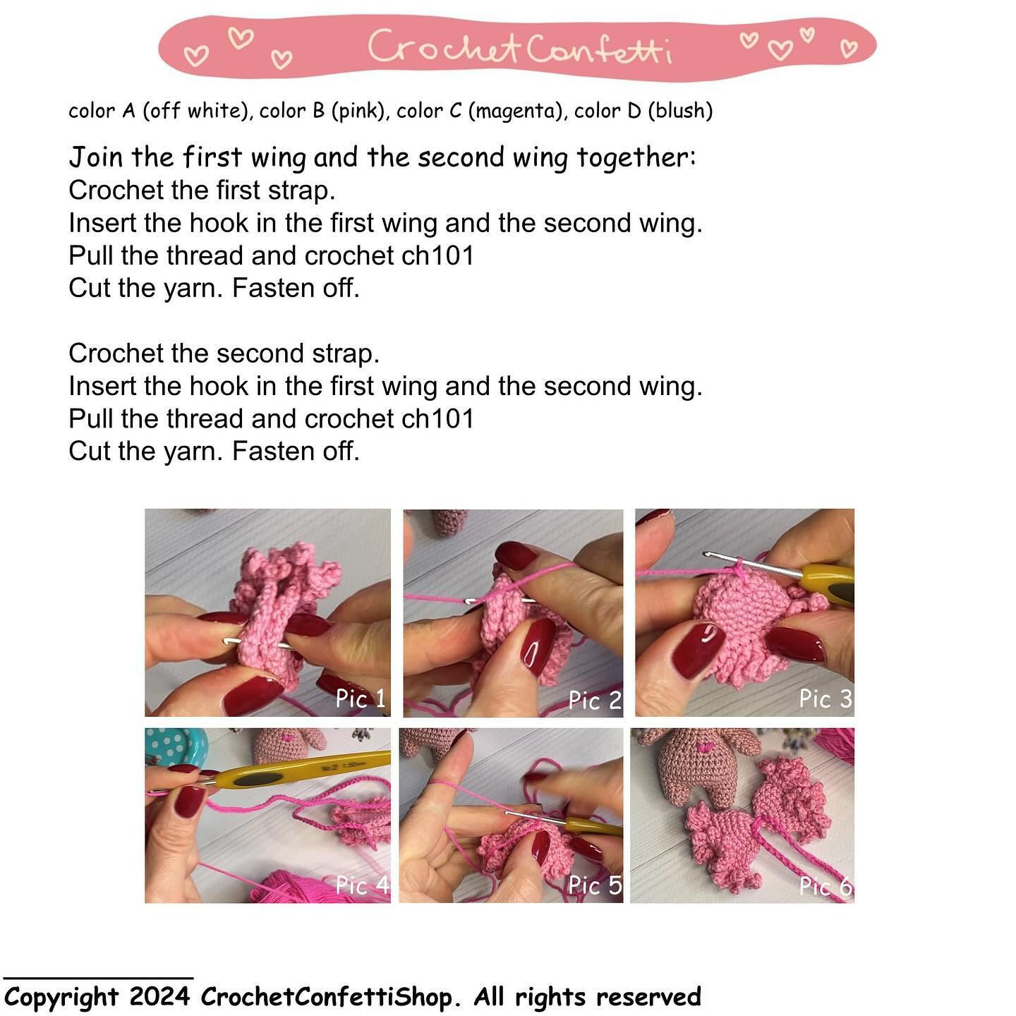 Amigurumi Crochet Pattern: Valentine's Angel Hair, Face, Wings & Decor