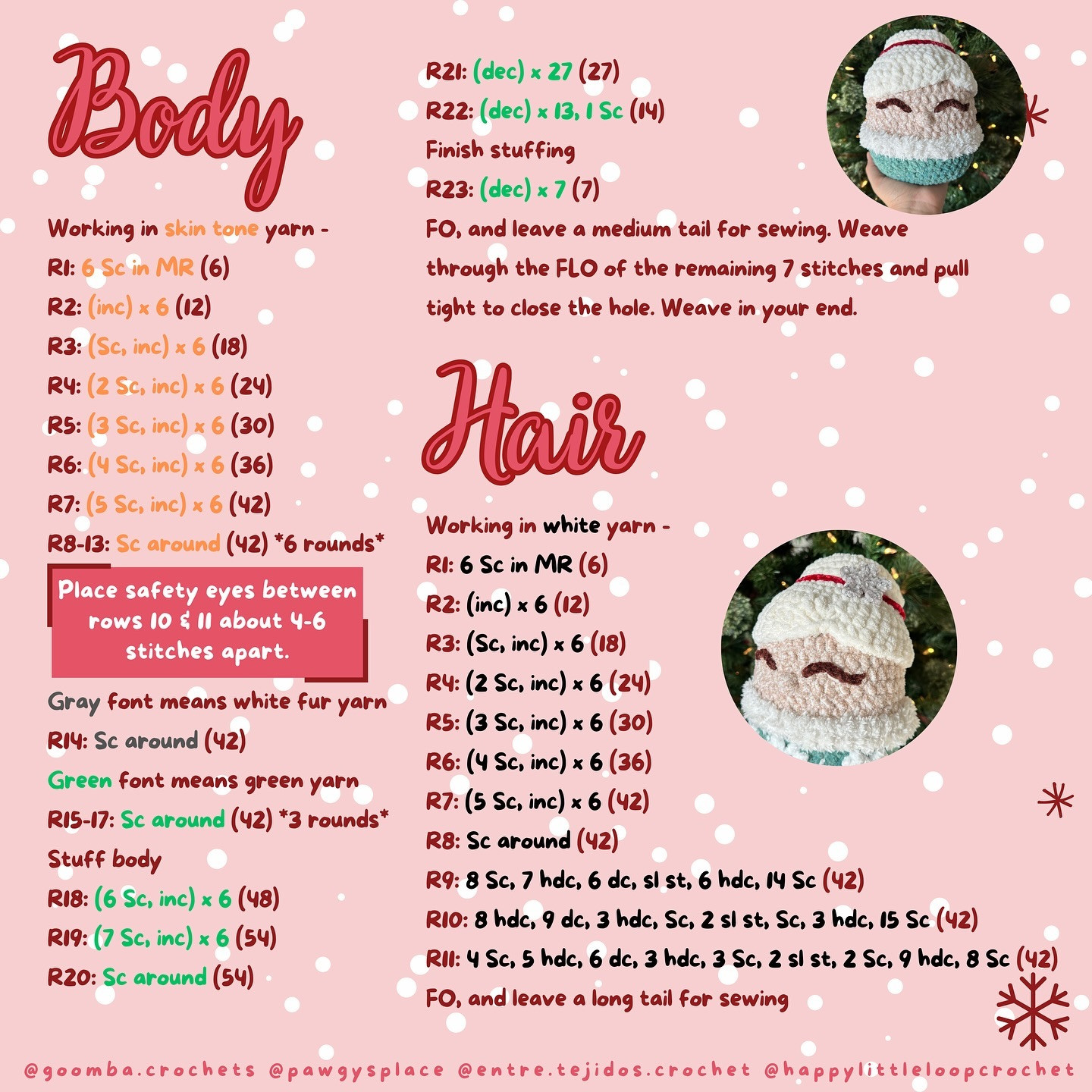 Amigurumi Mrs. Claus Crochet Chart