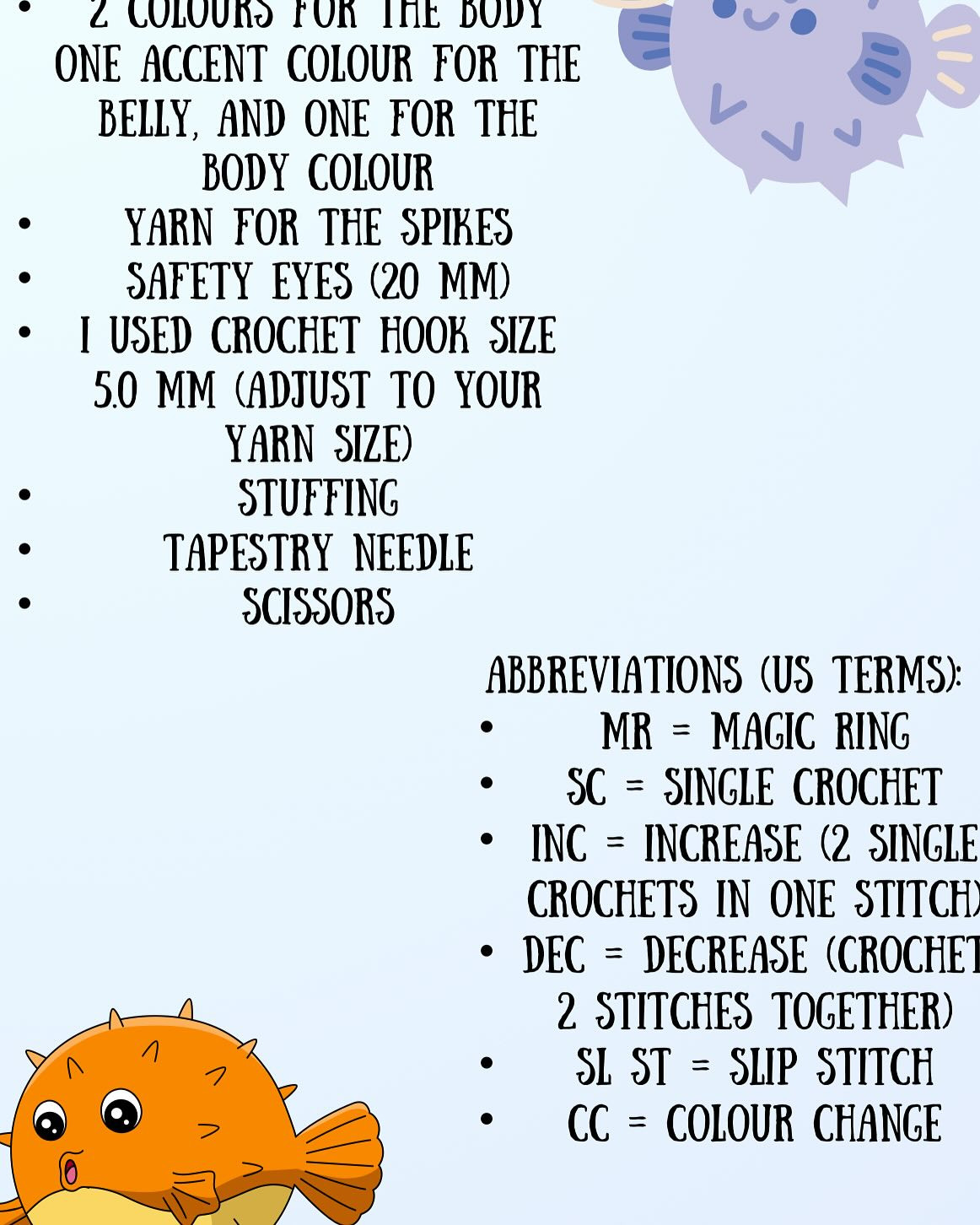 Amigurumi Pufferfish Crochet Chart