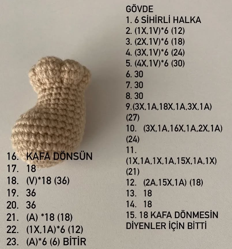 Amigurumi Pug Yapılışı Şeması