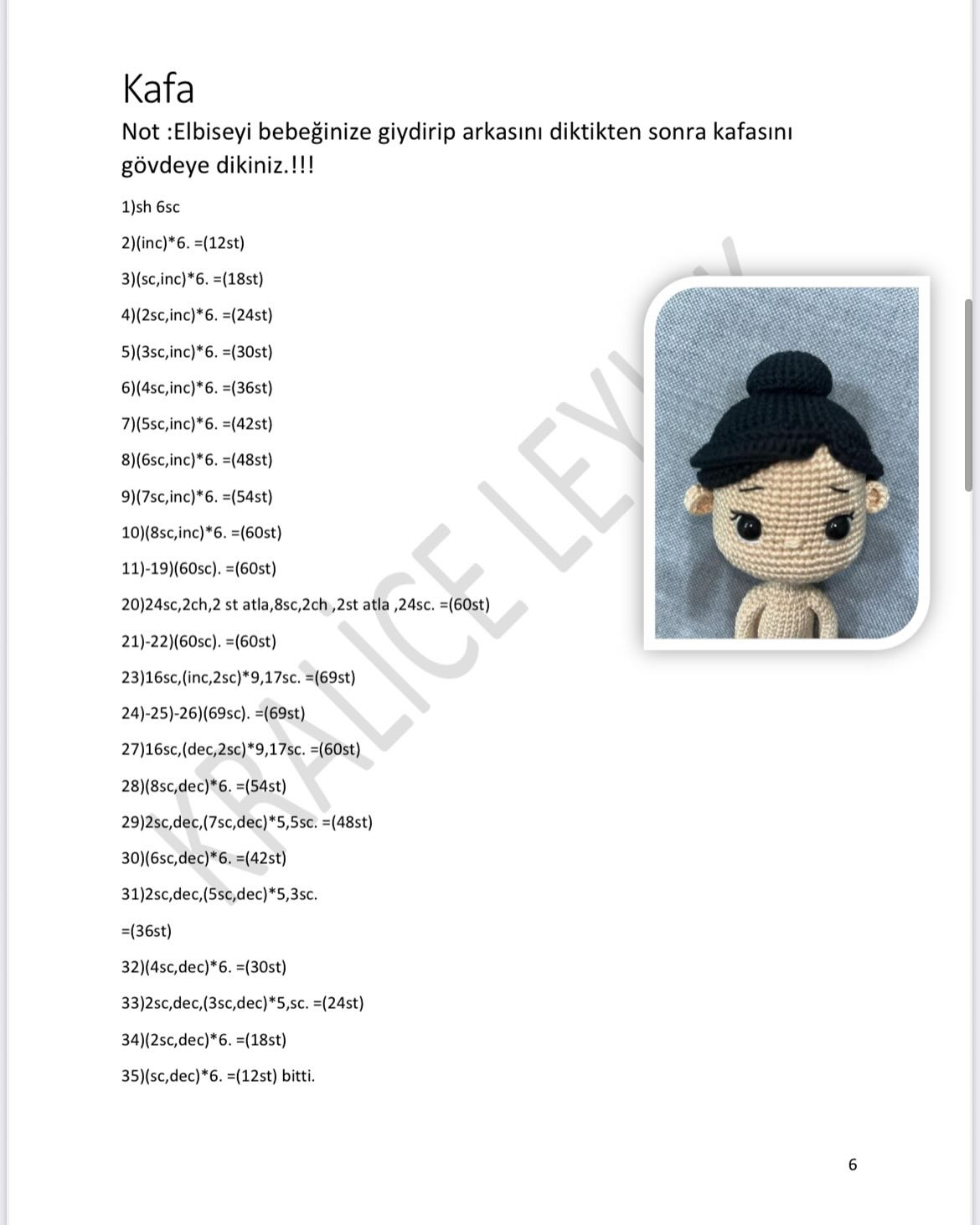Amigurumi Şeması: Şirin Kız Bebek