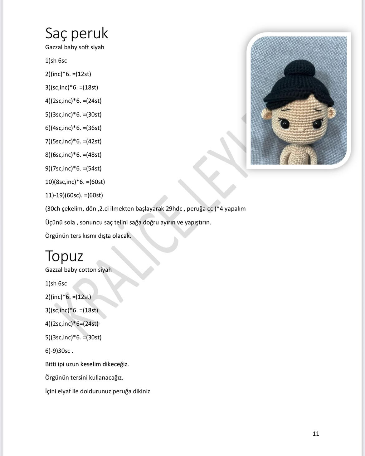 Amigurumi Şeması: Şirin Kız Bebek