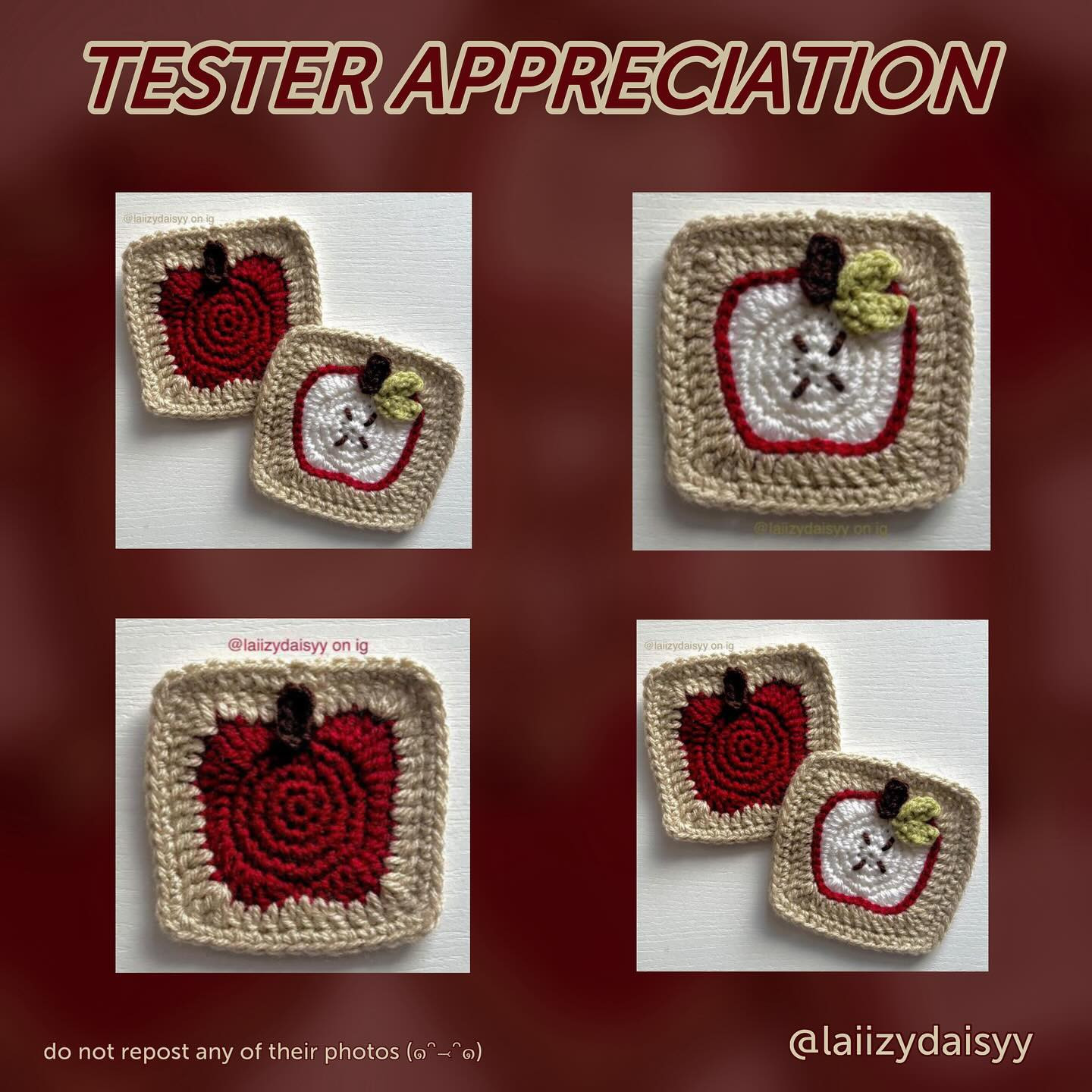 Apple Granny Square Crochet Pattern