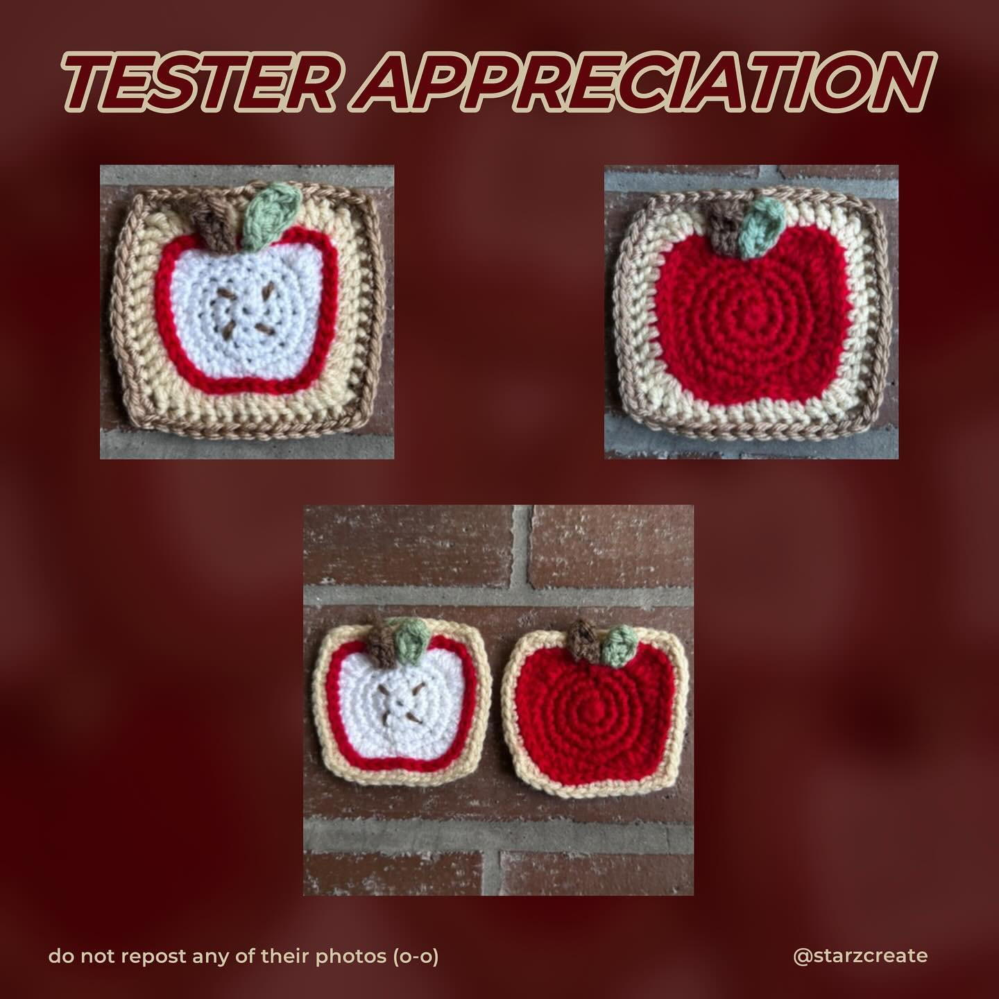Apple Granny Square Crochet Pattern