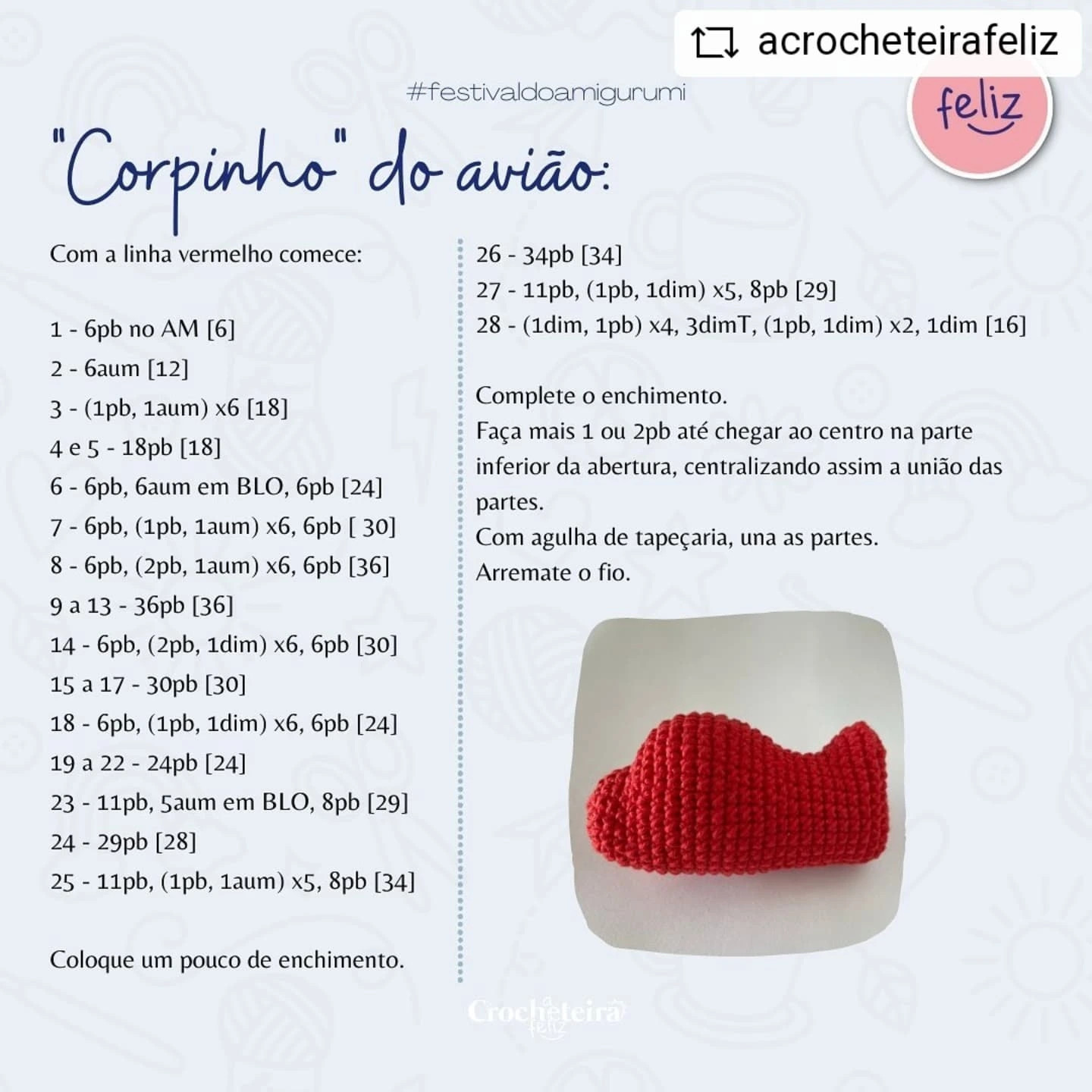 Avião de crochê: gráfico gratuito para amigurumi.