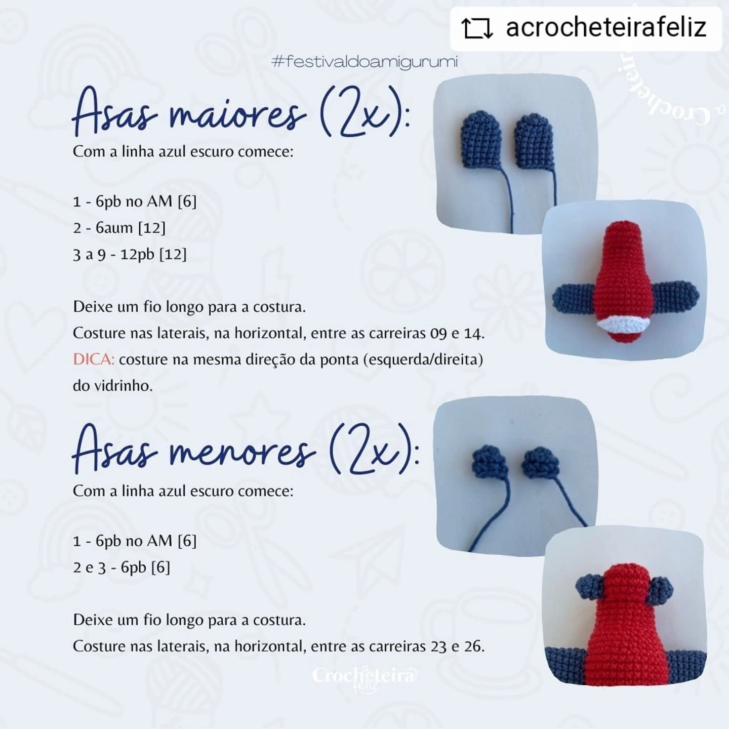 Avião de crochê: gráfico gratuito para amigurumi.