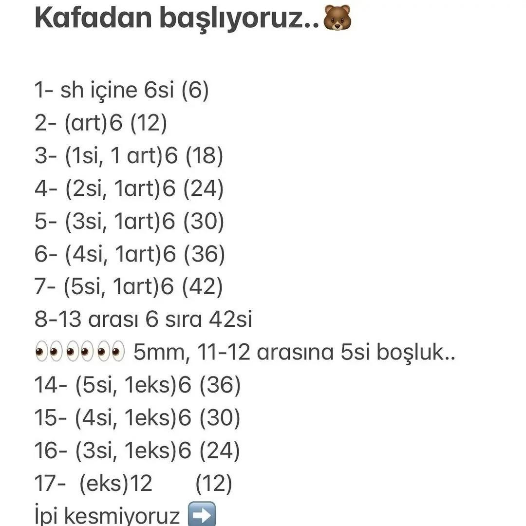 Ayıcık Amigurumi Şeması