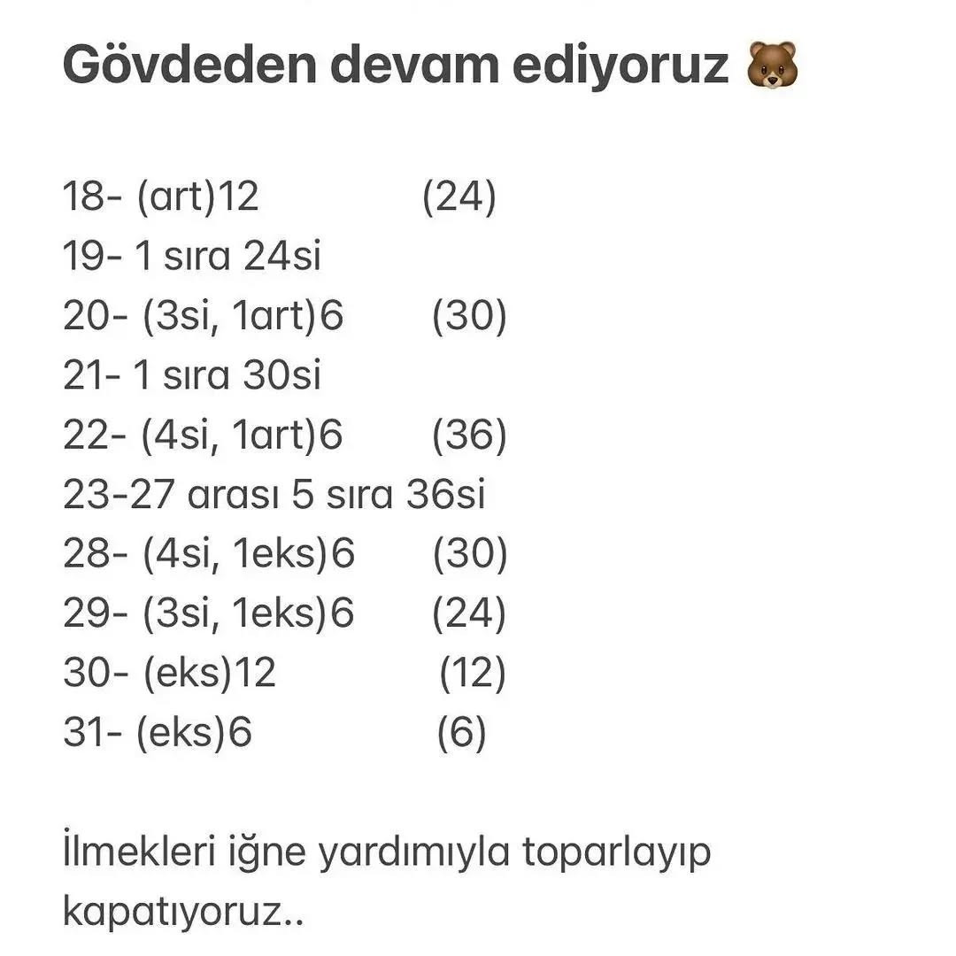 Ayıcık Amigurumi Şeması