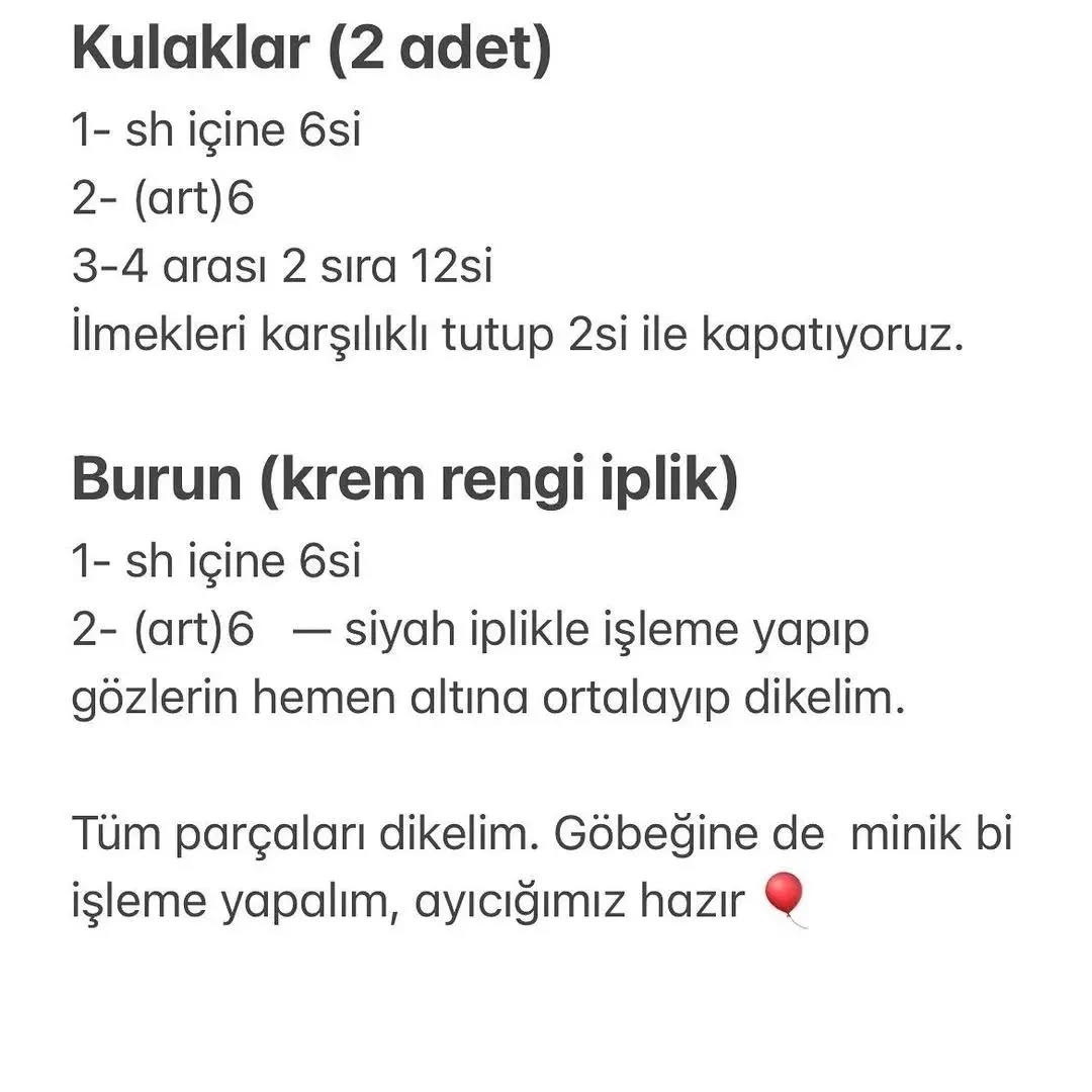 Ayıcık Amigurumi Şeması