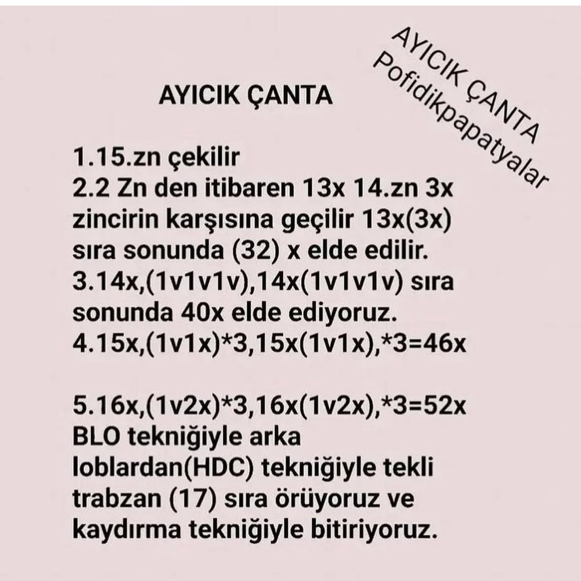 Ayıcık Çanta Tığ İşi Şeması öneri