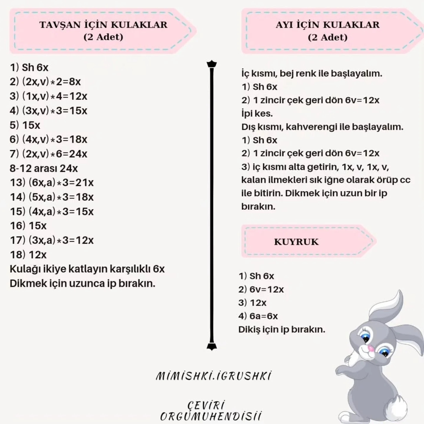 Ayıcık ve Tavşan Amigurumi Şeması