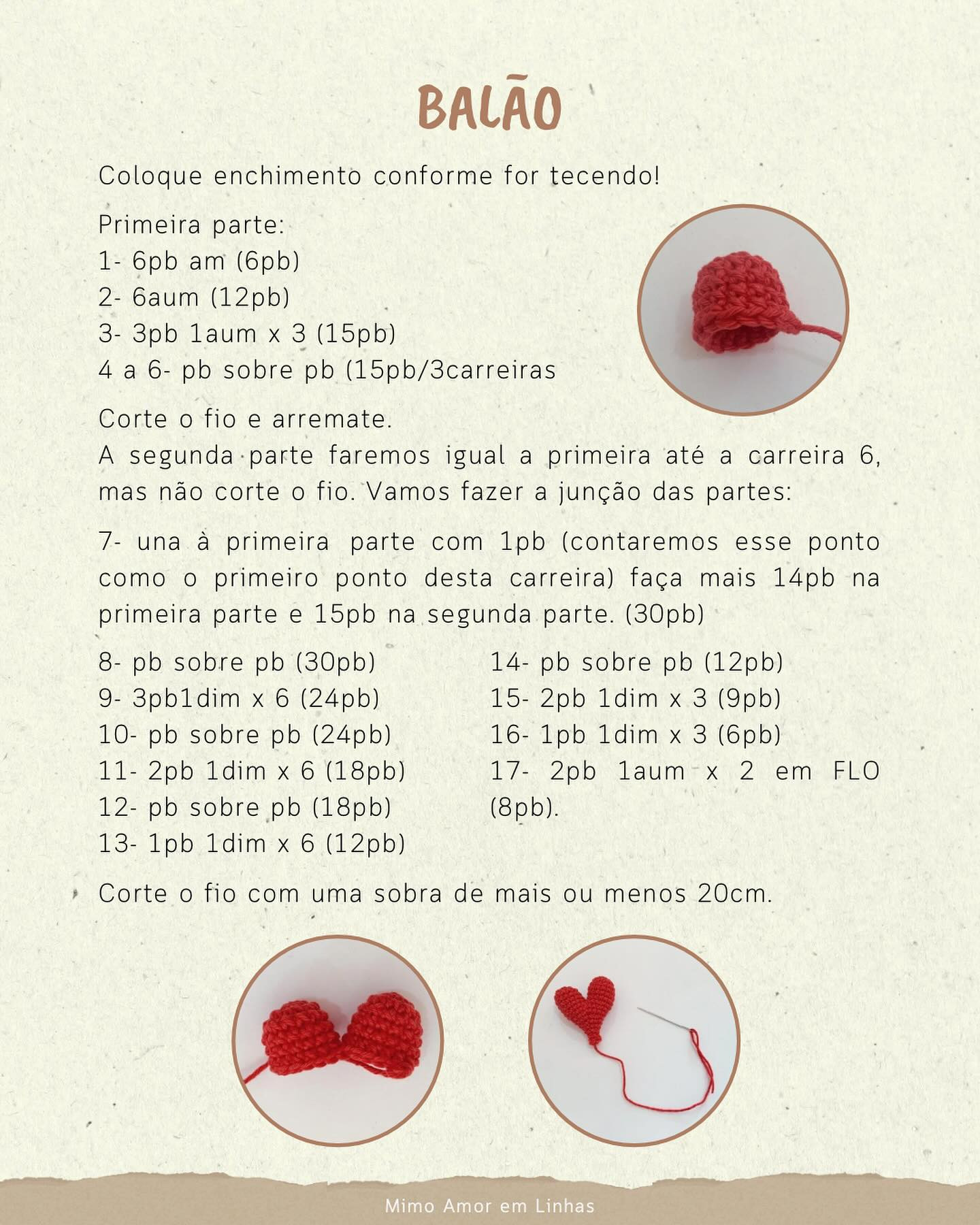 Balão de coração amigurumi: gráfico gratuito!