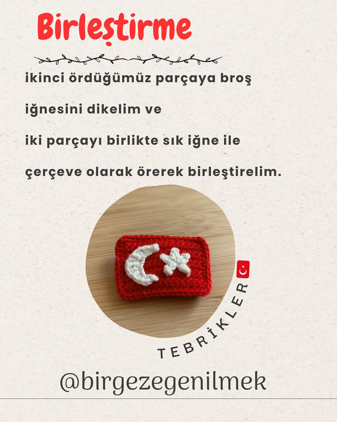 Bayrak Broş Crochet Şeması Ücretsiz